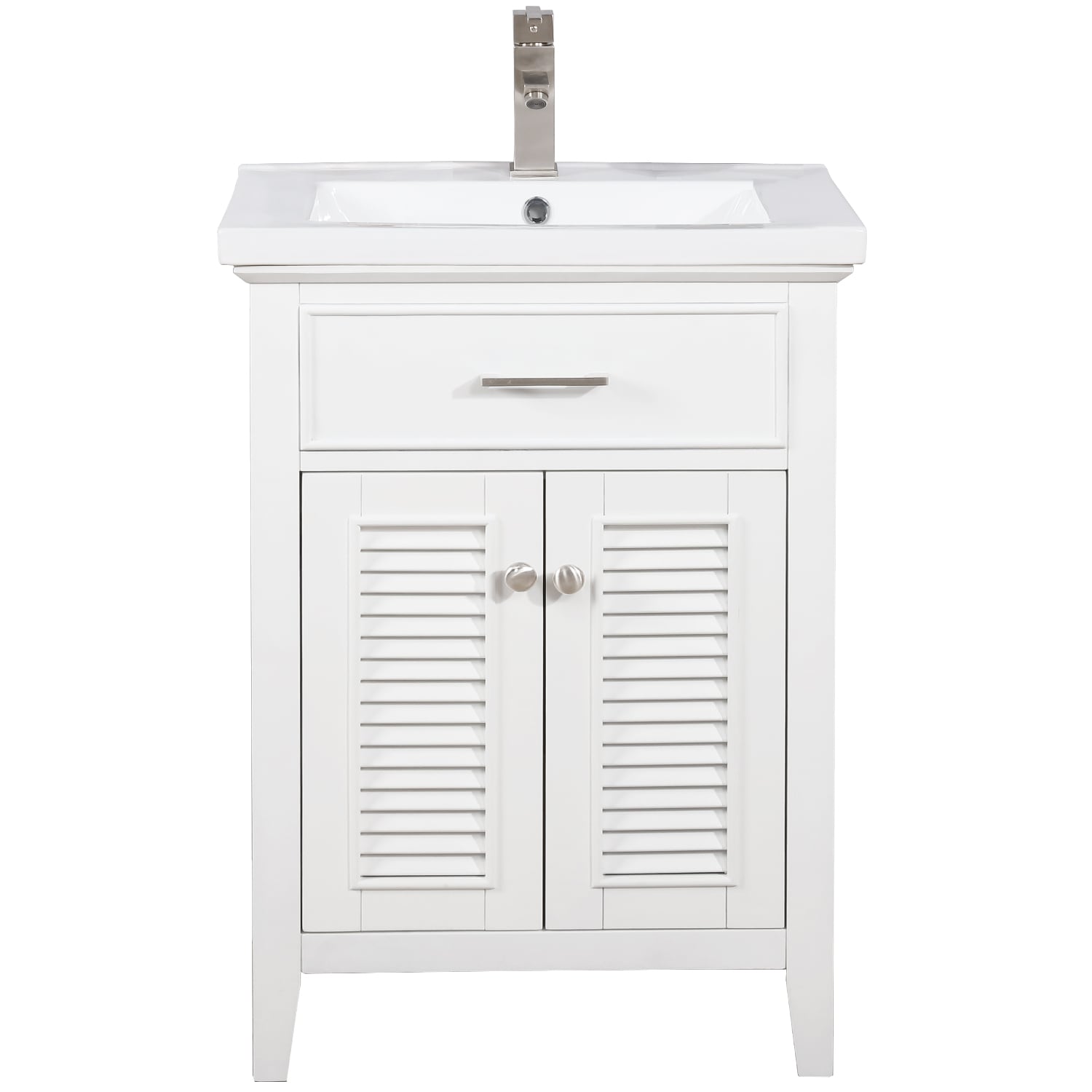 Cameron 24-in White Single Sink Bathroom Vanity with White Porcelain Top | - Design Element S09-24-WT