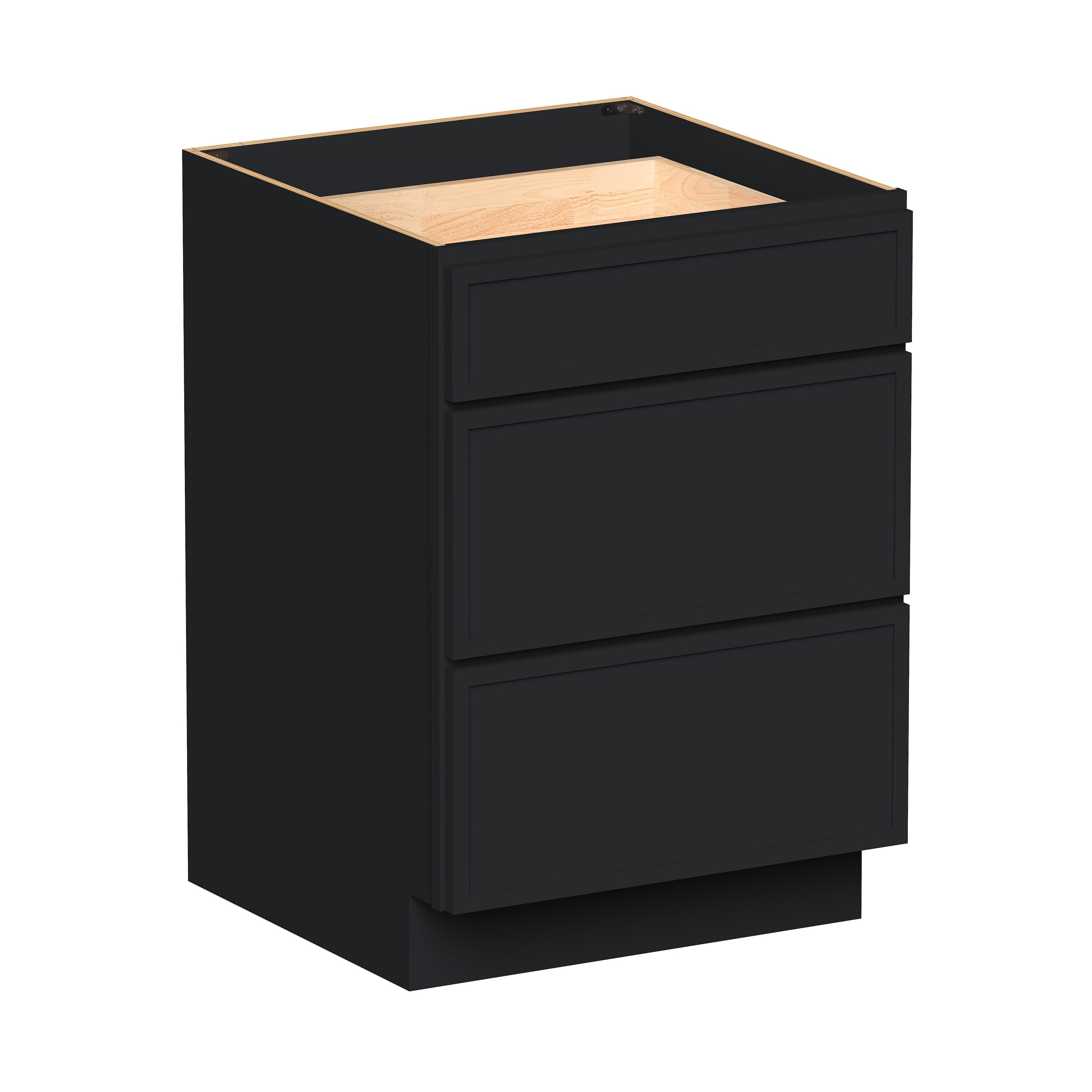 Boyel Living 24-in W x 34.5-in H x 24-in D Black Shaker Ready-to-Assemble Kitchen 3-Drawer Base Cabinet with Soft-Close Drawers #BL-DB24SSE