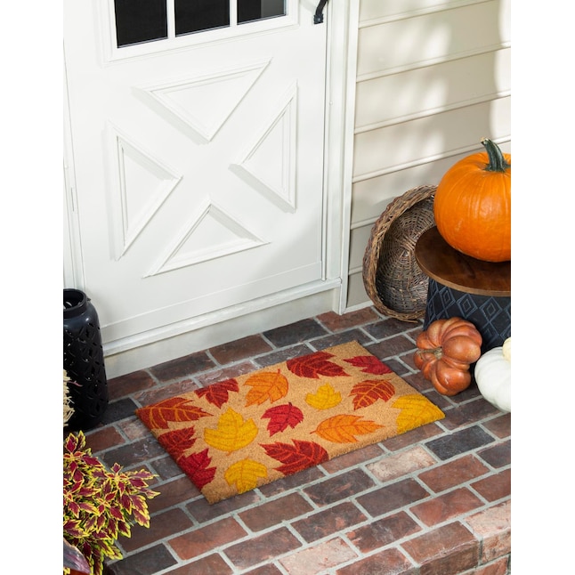 Unique Loom Doormat 2 X 3 (ft) Coir Autumn Leaves Indoor/Outdoor Area ...