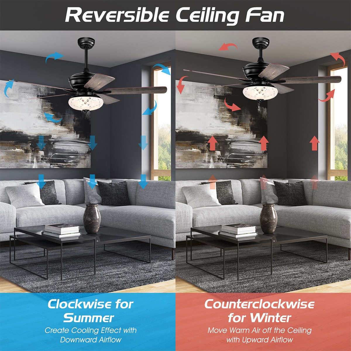 WELLFOR DFJ10099US-GR Ceiling-Fans - View #9