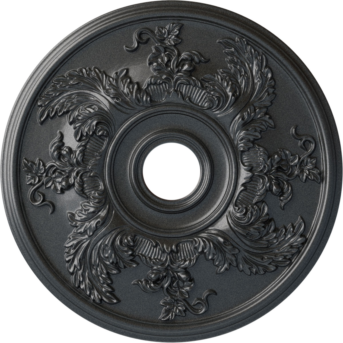 Ekena Millwork CM23ACPES Acanthus Twist 23.625-in W x 23.625-in L Painted Pewter Polyurethane Whole Ceiling Medallion