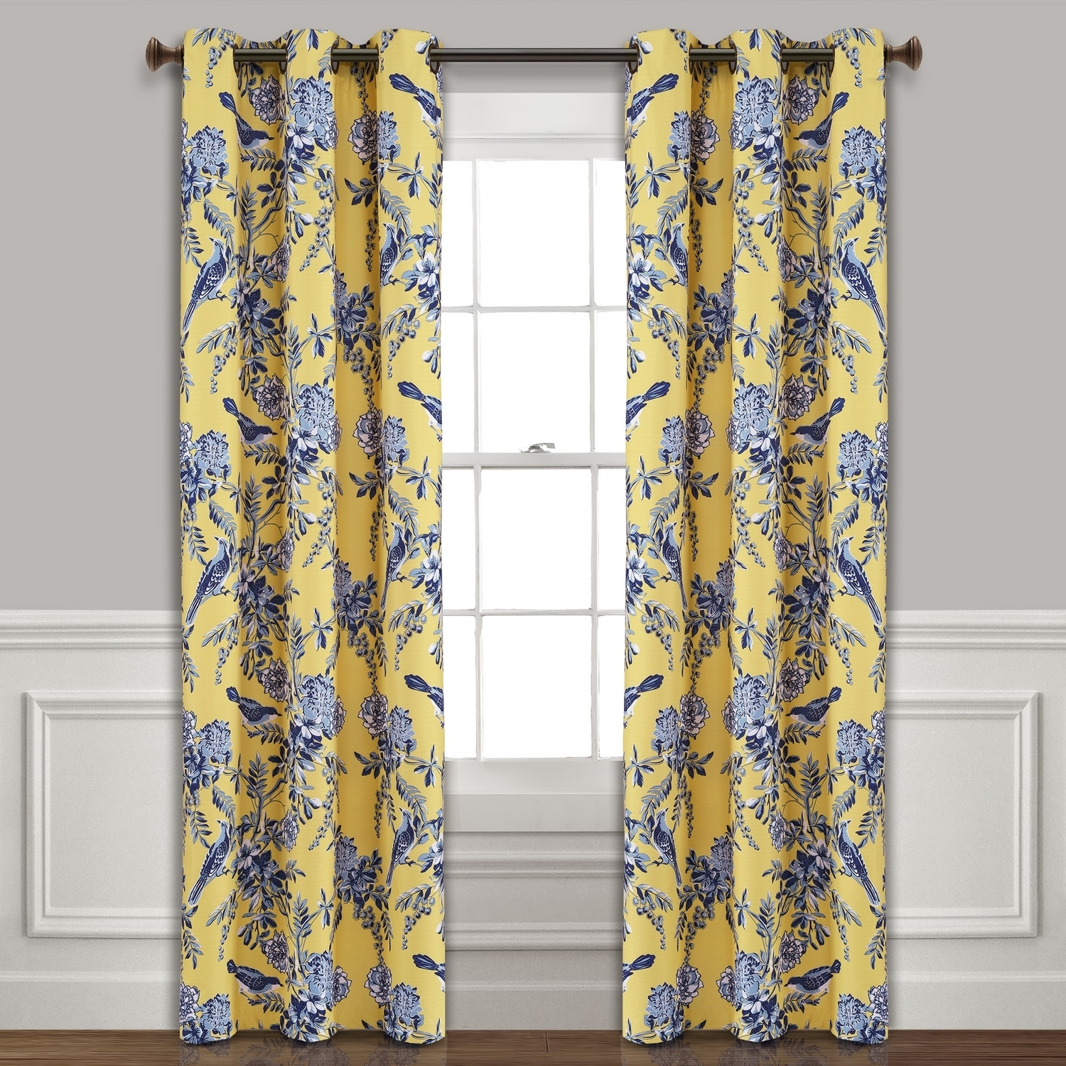Lush Decor 16T004504 84-Inches Yellow Blackout Grommet Curtain panel pair