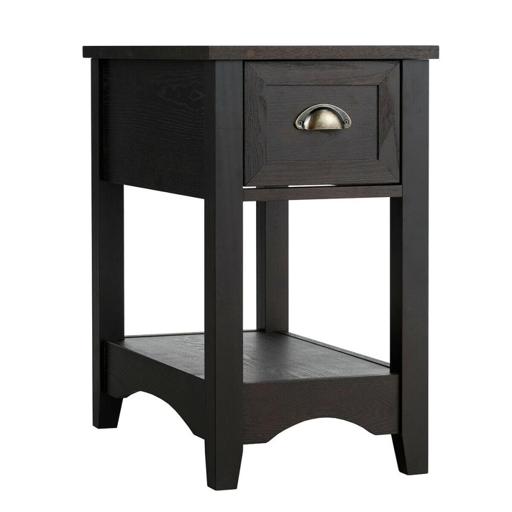 WELLFOR HW-HLY-61983CF 22-Inches W x 23-Inches H Brown Wood Rectangular Rustic End Table Assembly Required