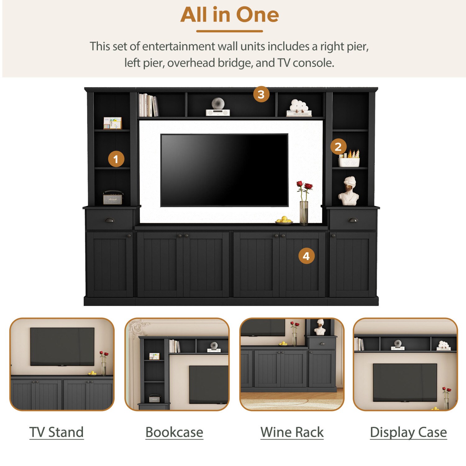 Streamdale Furniture Streamdale Modern TV Wall Unit Set With Ample ...
