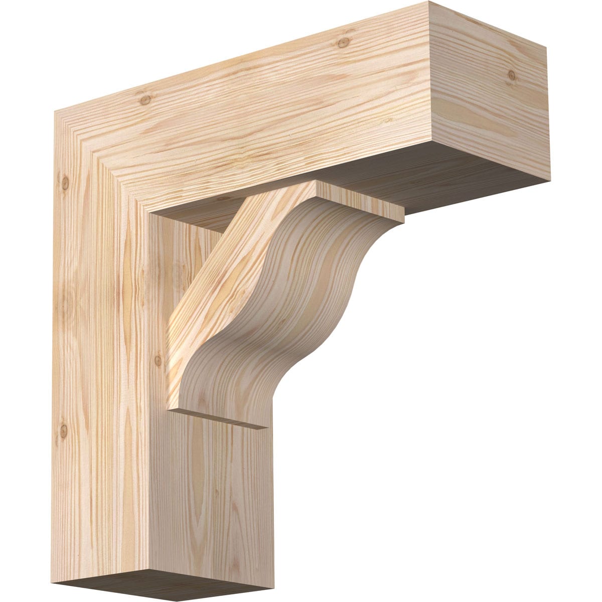 Ekena Millwork 1462566 Funston Block Smooth Bracket with Offset Brace Douglas Fir Wood Standard Bracket
