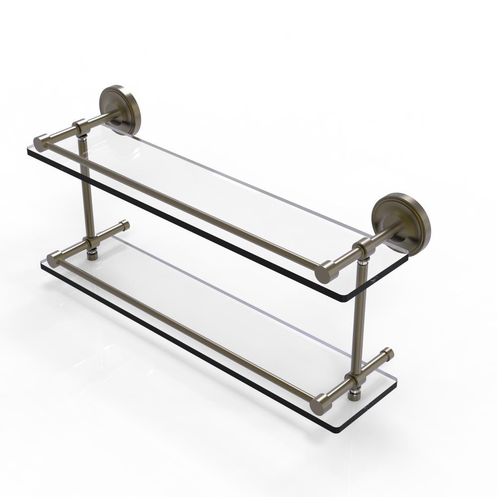 Antique Brass Bathroom Shelf With Towel Bar