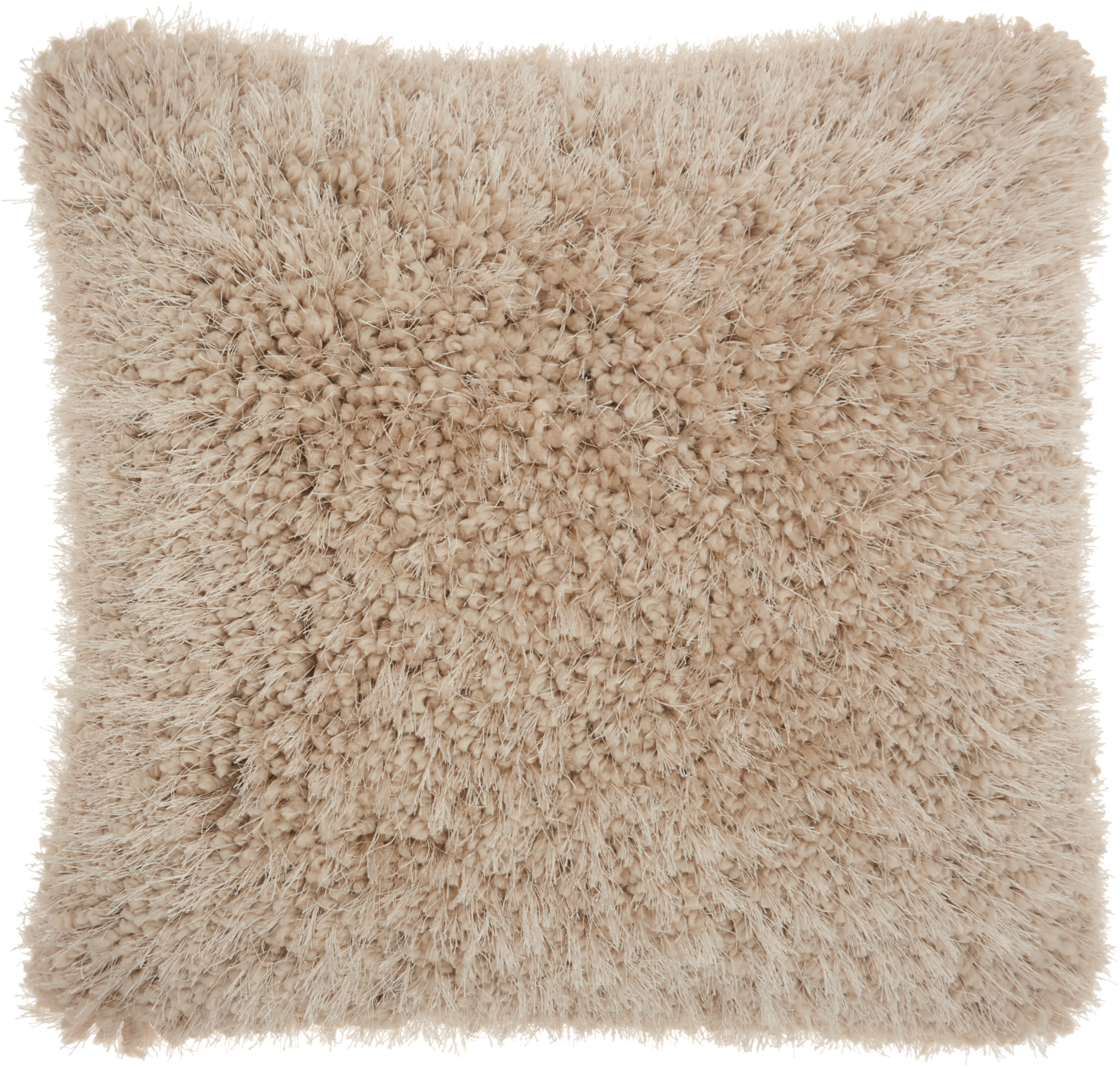Mina Victory 798019047634 Shag 20-in x 20-in Beige Square Indoor Decorative Pillow