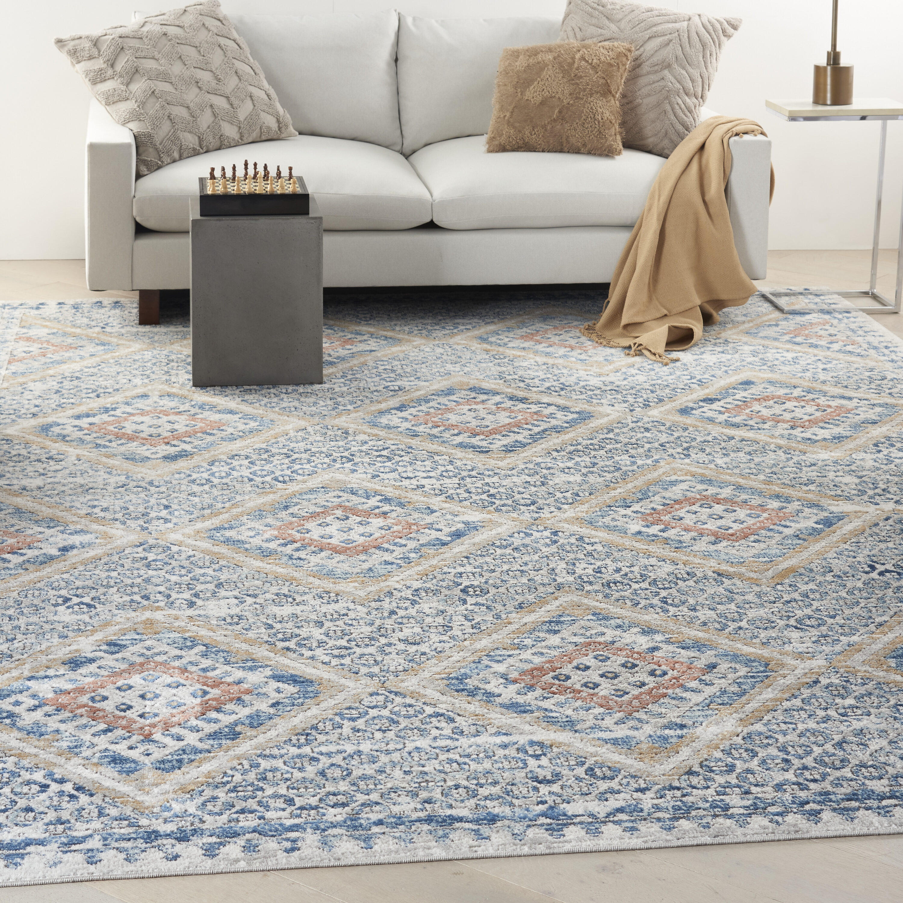 Nourison 099446826435 Concerto 10 x 14 (ft) Loomed Polypropylene Blue/Ivory Rectangular Indoor Tribal Area rug