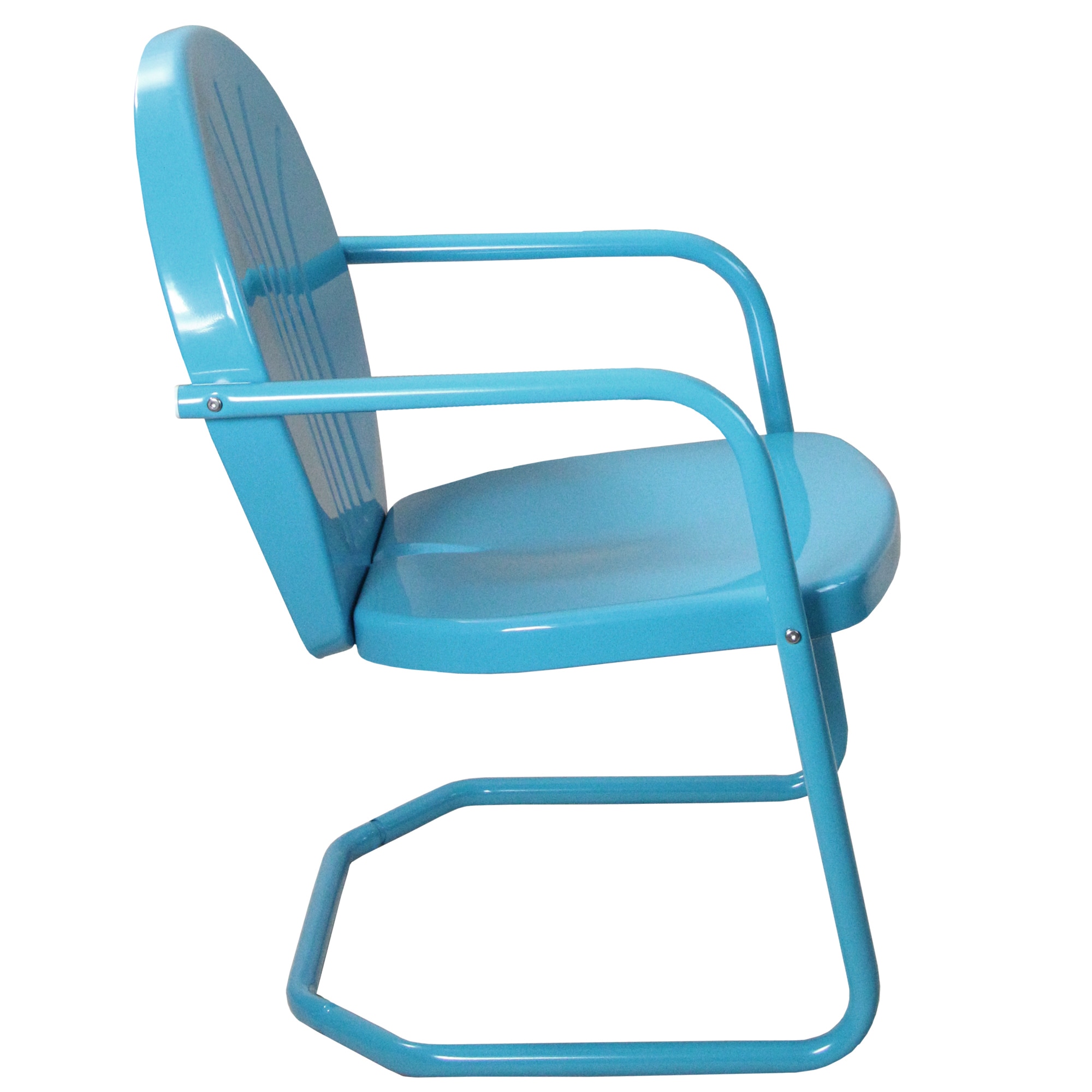 Sky Blue Retro Tulip Outdoor Armchair with Enamel Finish