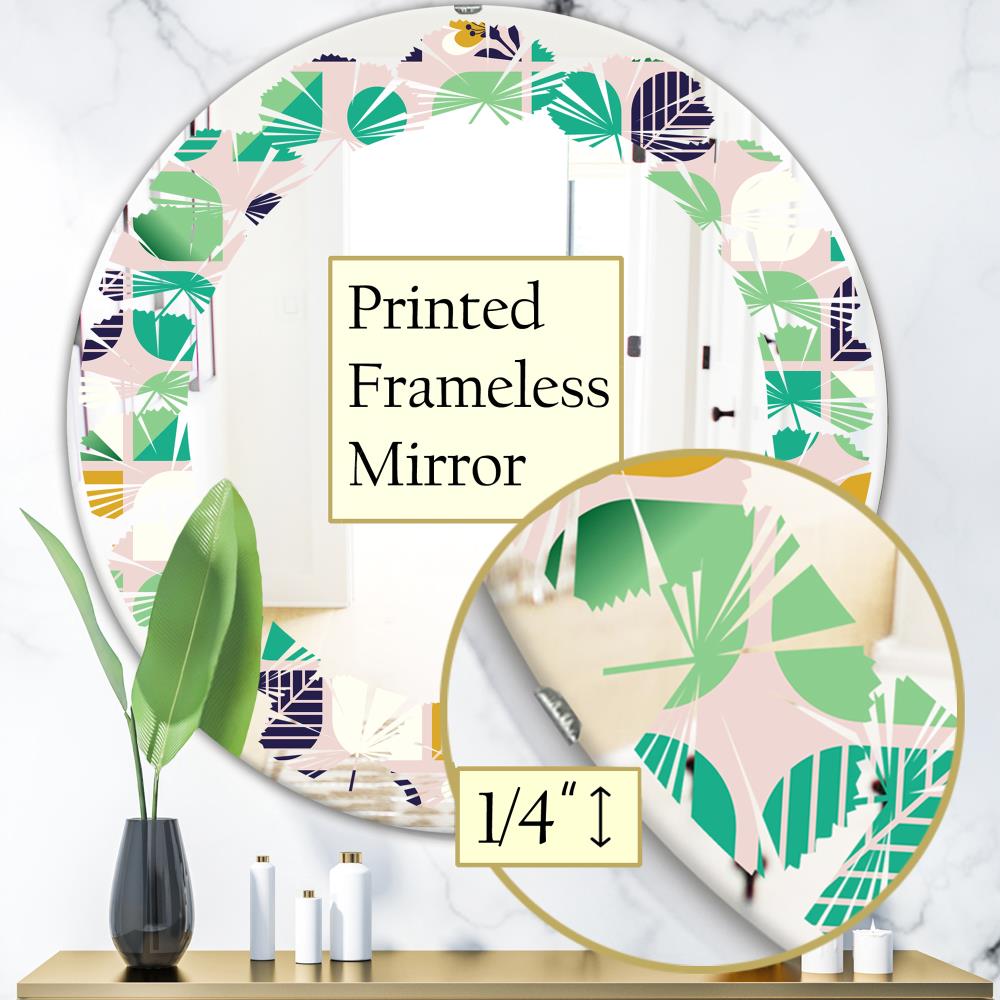 Designart Designart Mirrors 31.5-in W x 31.5-in H Round Green Polished ...