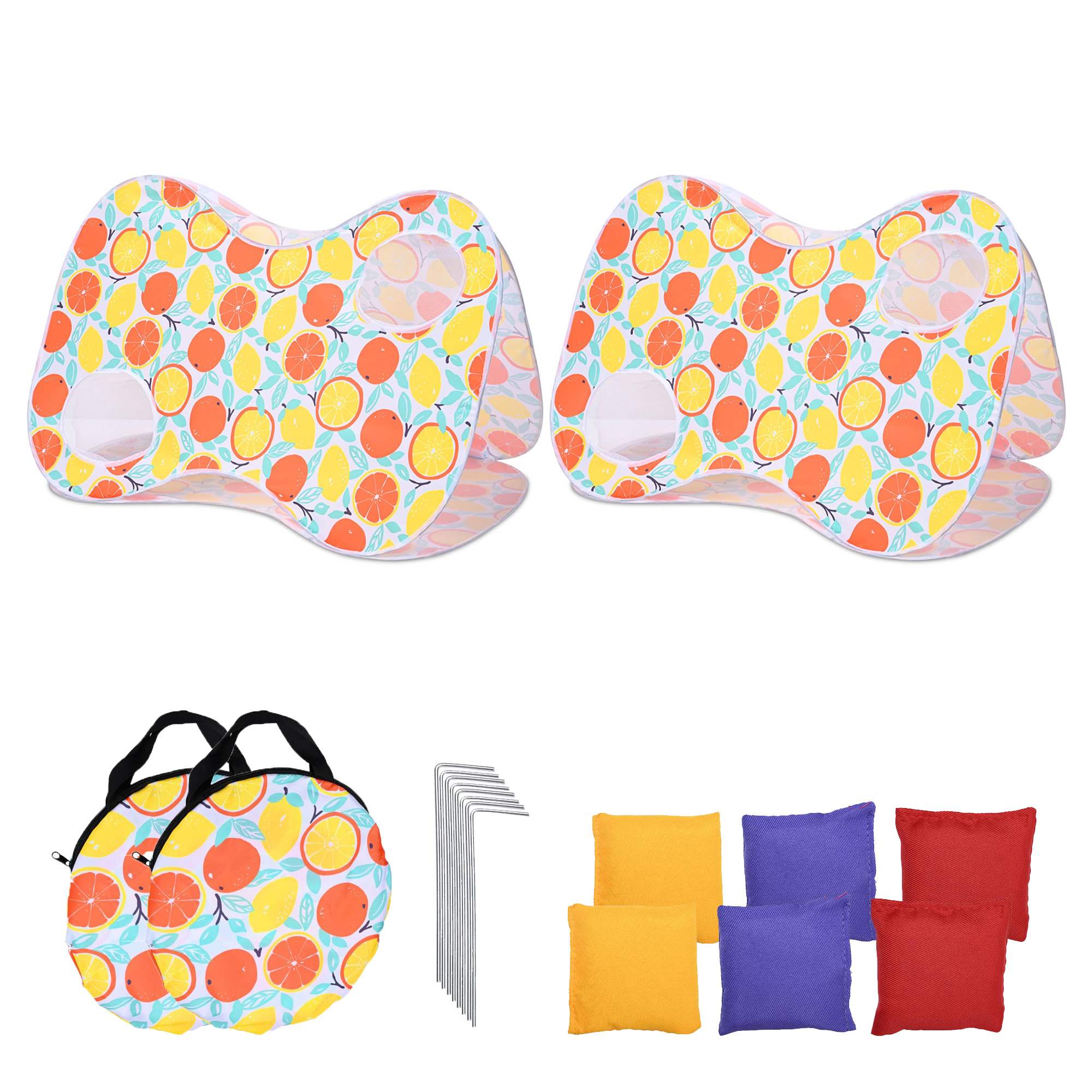 LAGarden 07TSG001-POP-ORX2-LO  2 Packs Foldable Bean Bag Toss Game Toy Portable Cornhole Board Beach Party