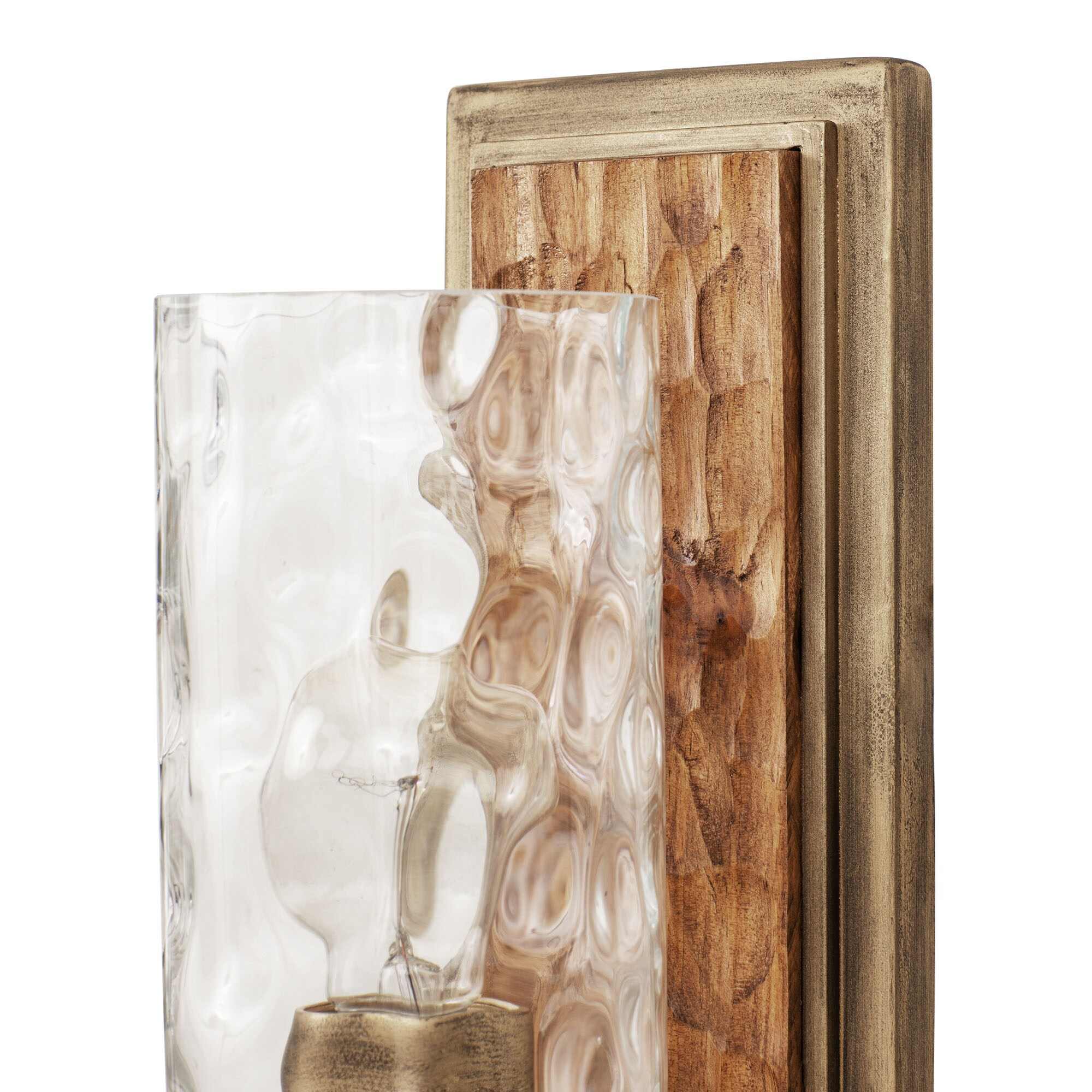 Havana Gold 12" Urban Rustic Dimmable Wall Sconce with Thumbprint Glass