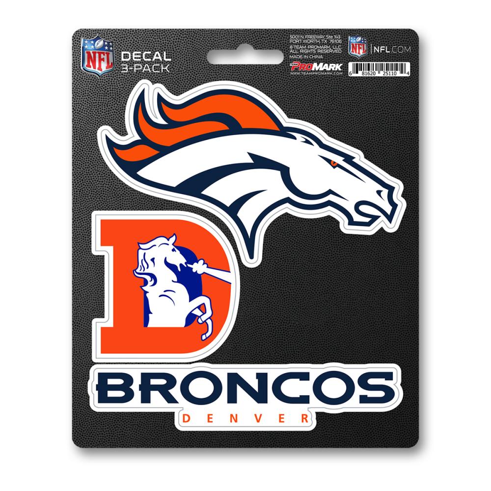 Team ProMark DST3NF10 Denver Broncos 3-Pack Decal Set