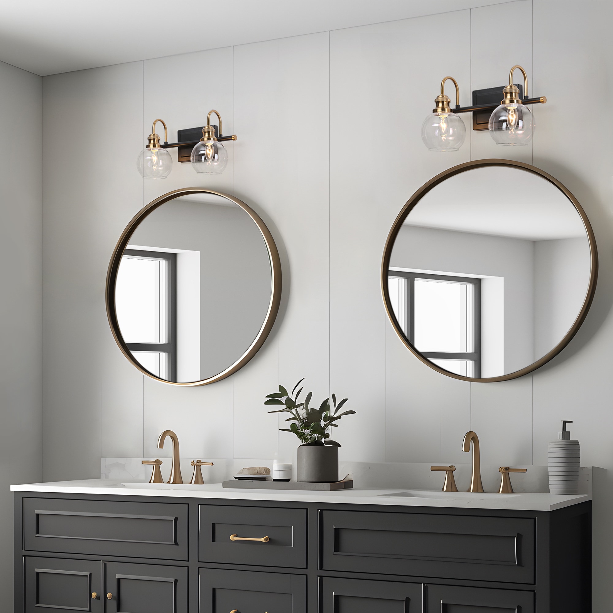 ZEVNI Adora 14.5-in 2-Light Satin Black LED Transitional Vanity Light ...