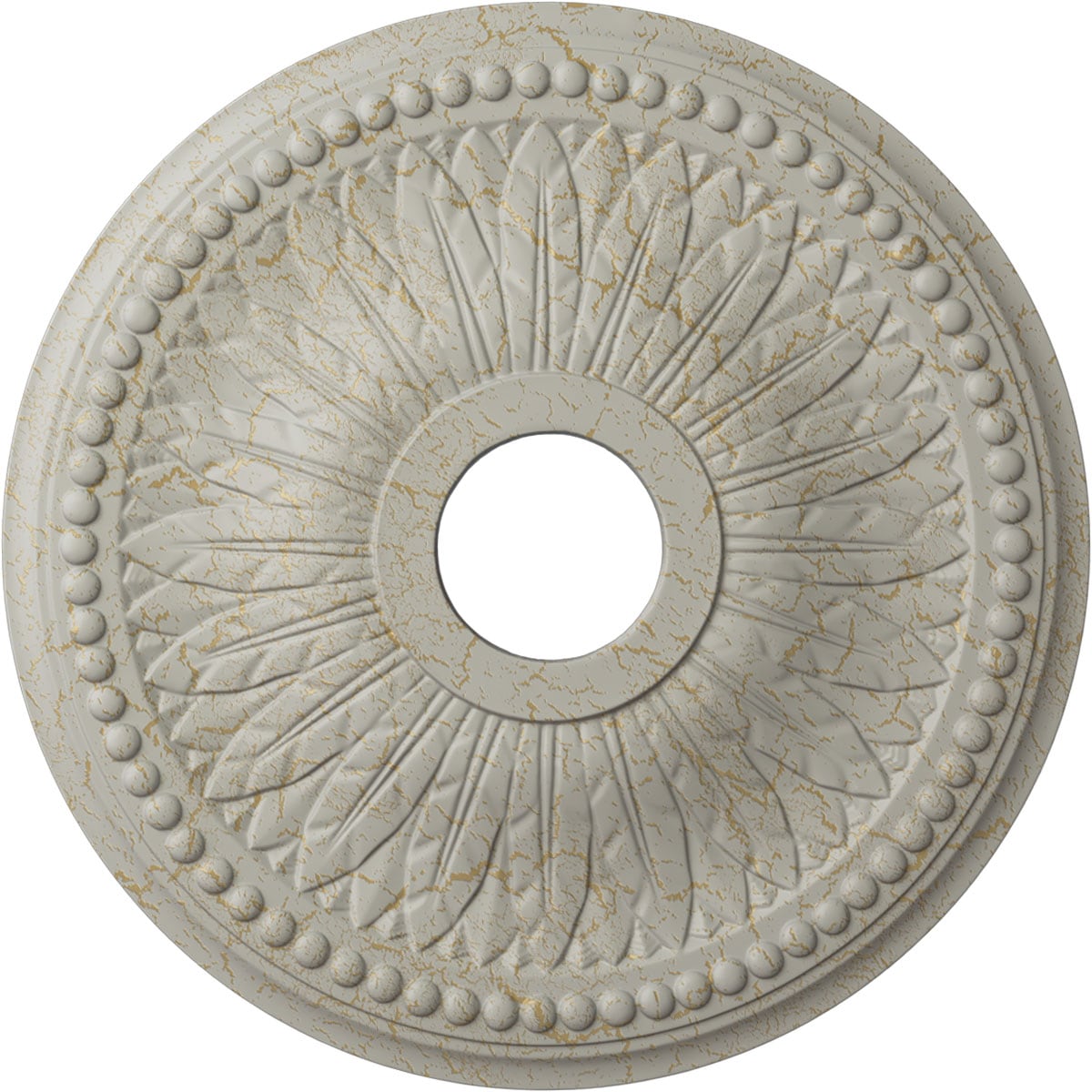 Ekena Millwork CM18BIPCC Bailey 18-in W x 18-in L Painted Pot Of Cream Crackle Polyurethane Whole Ceiling Medallion