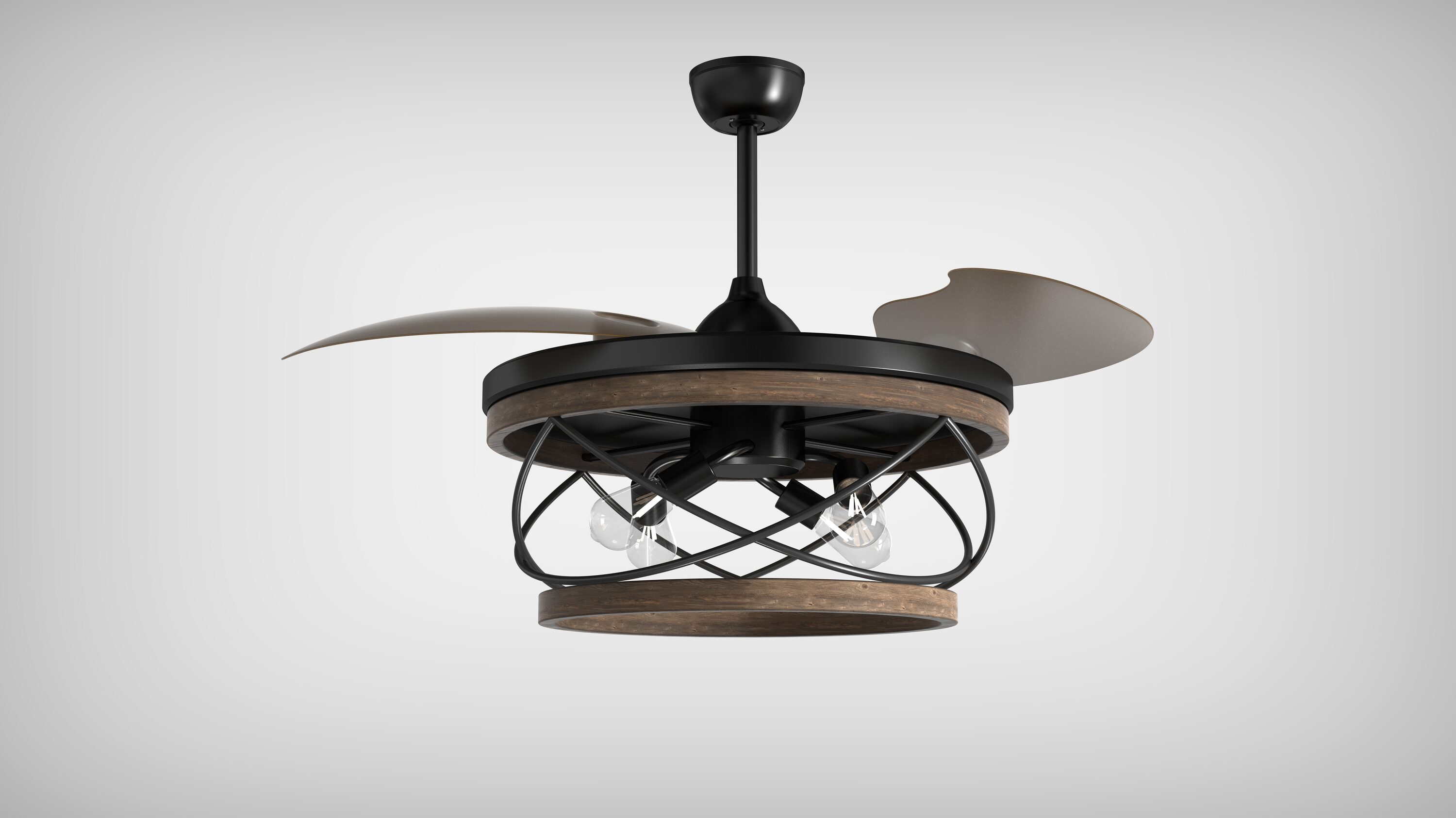 Bella Depot DCFSD4267 Hisou 42-in Color-Changing Black with Black Blades Ceiling Fan Light Kit Compatible - Remote Included ( 3 -Blade )
