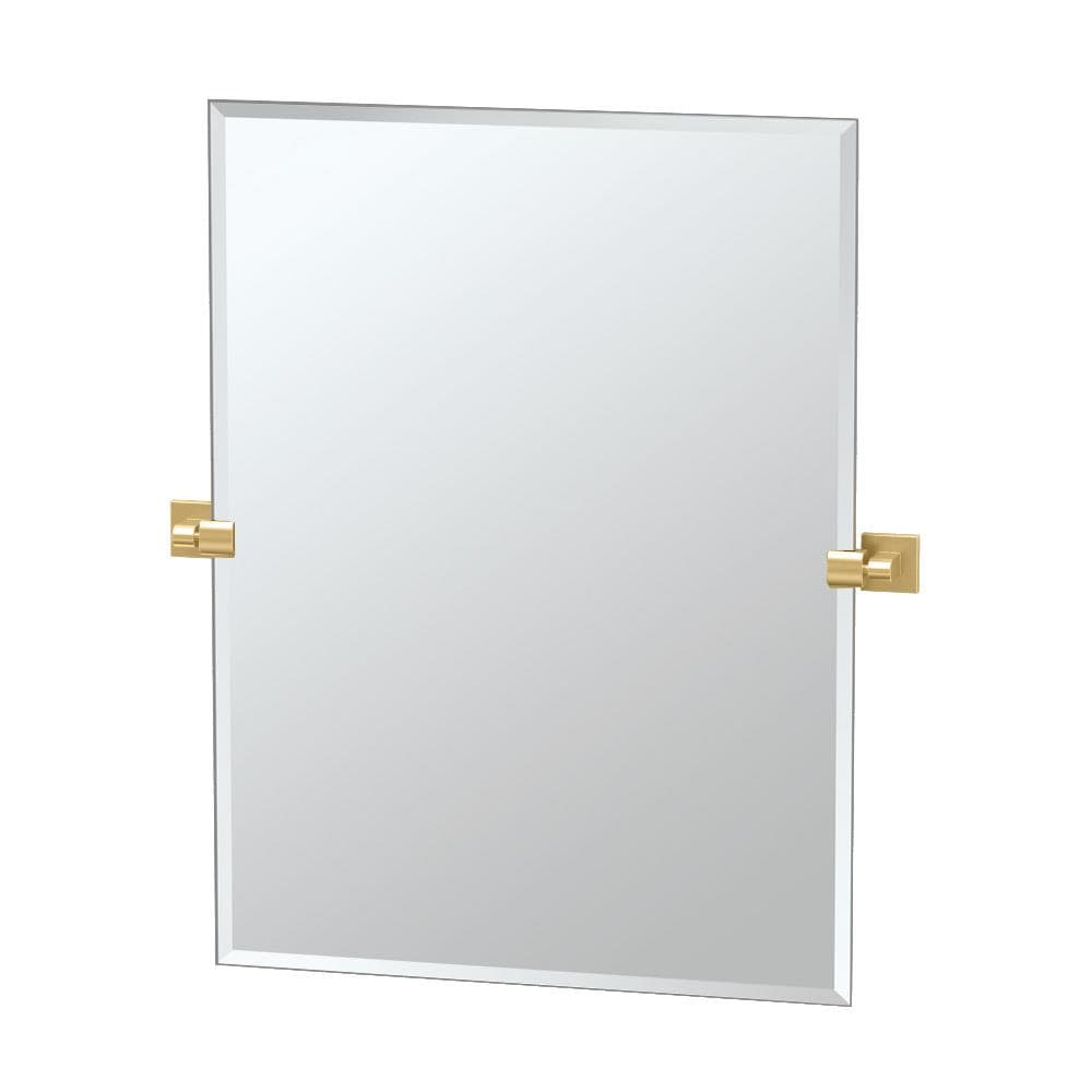 Gatco 4069S Elevate 27.5-in x 31.5-in Beveled Frameless Rectangle Tilting Bathroom Vanity Mirror ( Brushed Brass )
