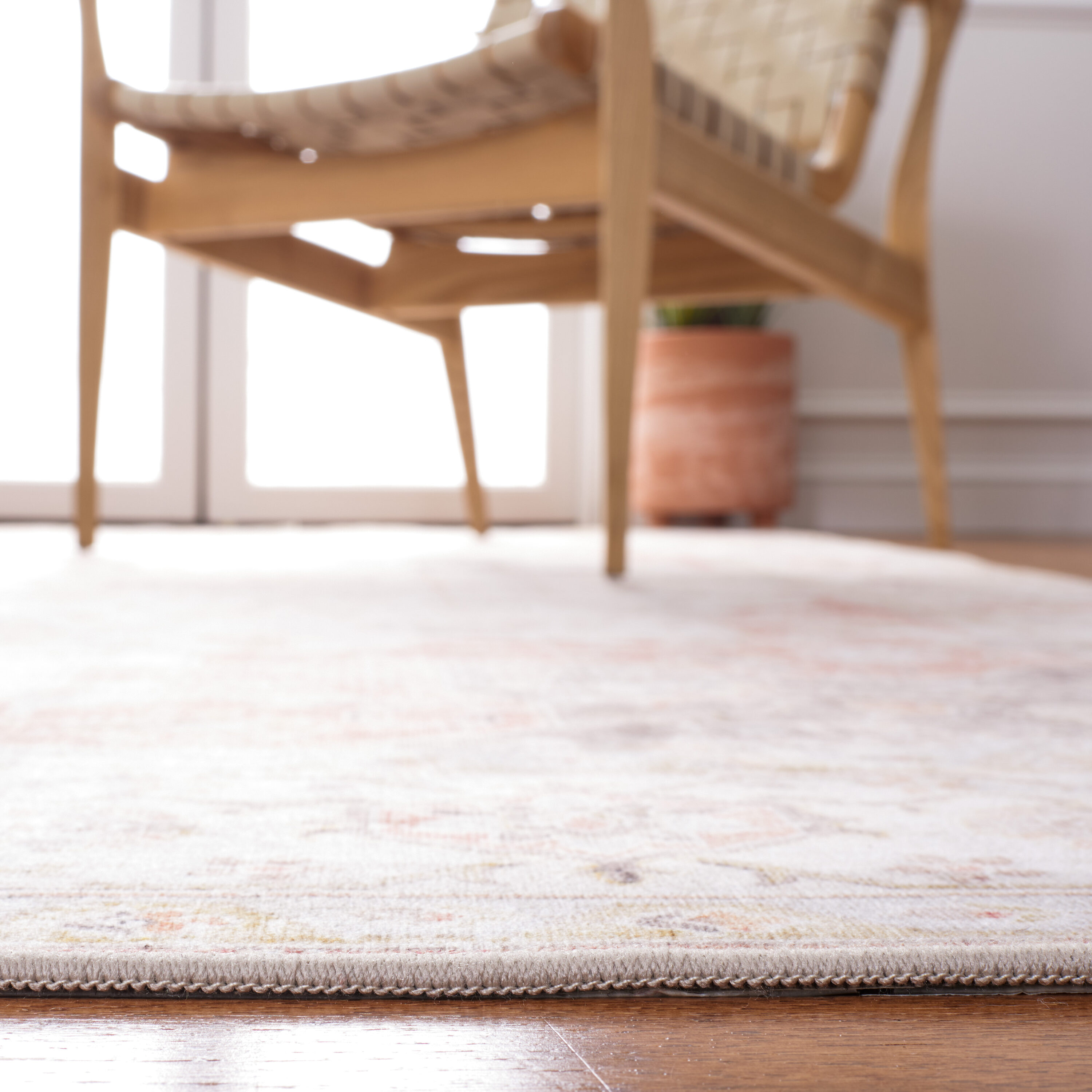 Tucson Light Grey and Rust Washable Runner Rug
