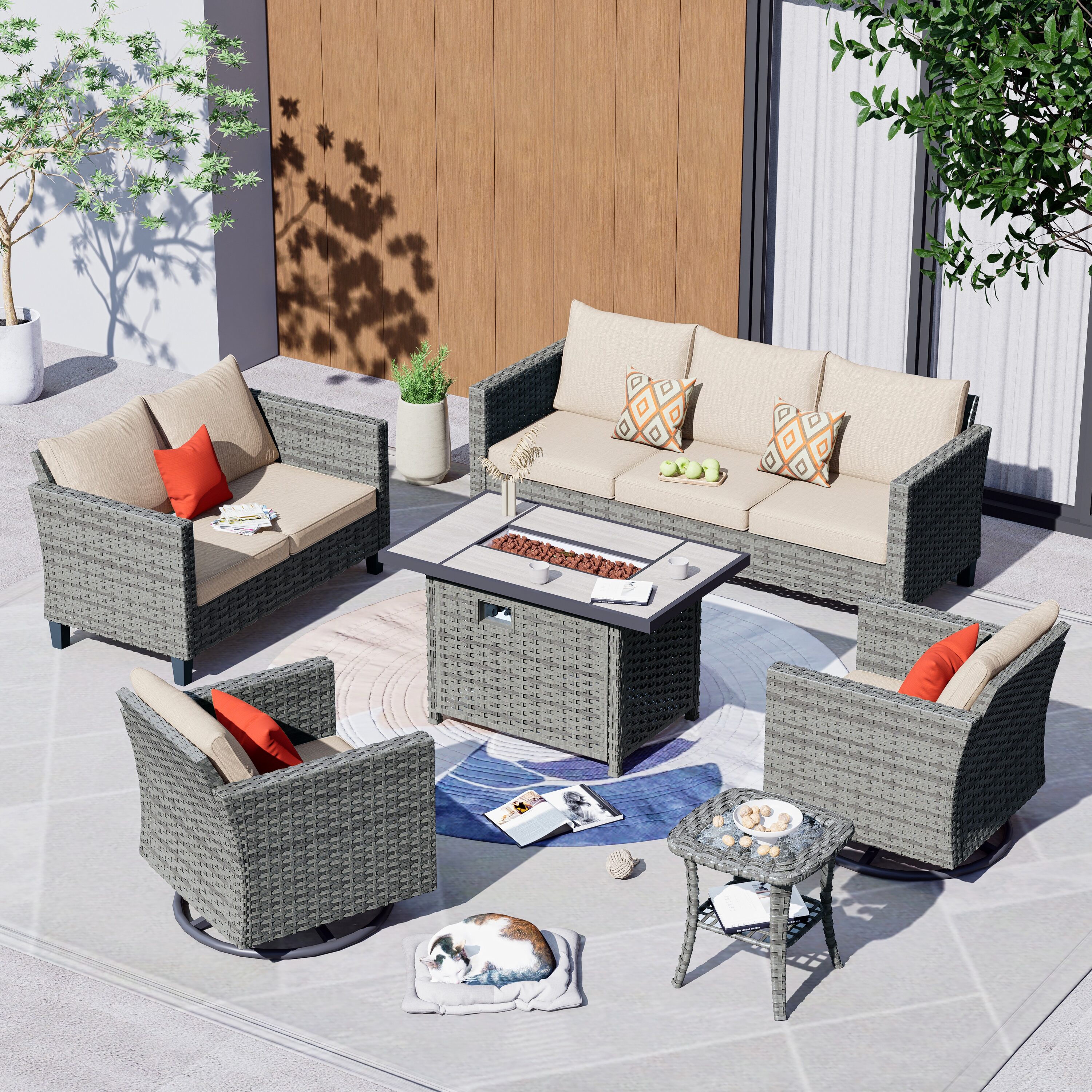 Pouuin SRFPYZGRS608 Patio-Conversation-Sets - View #3