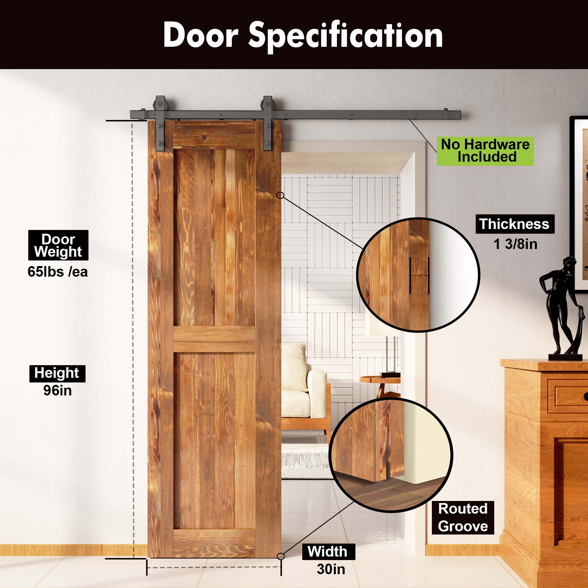 HOMACER 3096-H-EA Barn-Doors - View #3