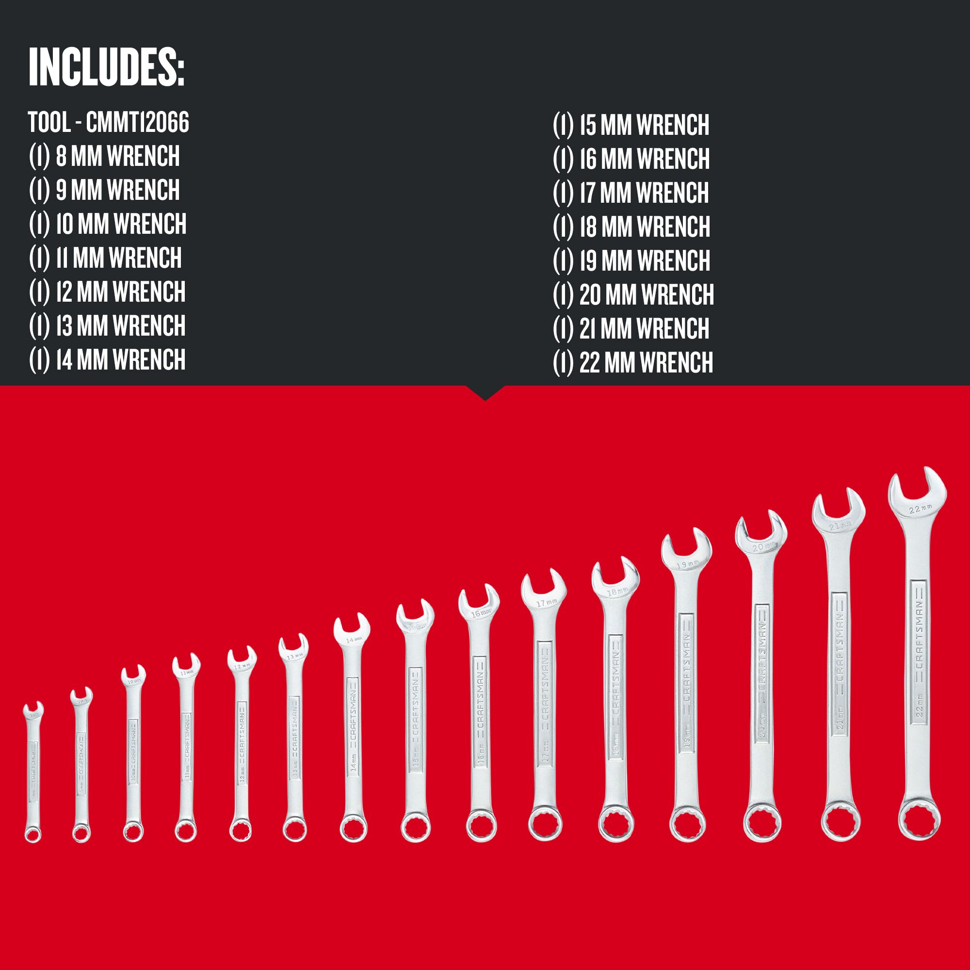 CRAFTSMAN 15-Piece Set 12-point Metric Combination Wrench in the ...