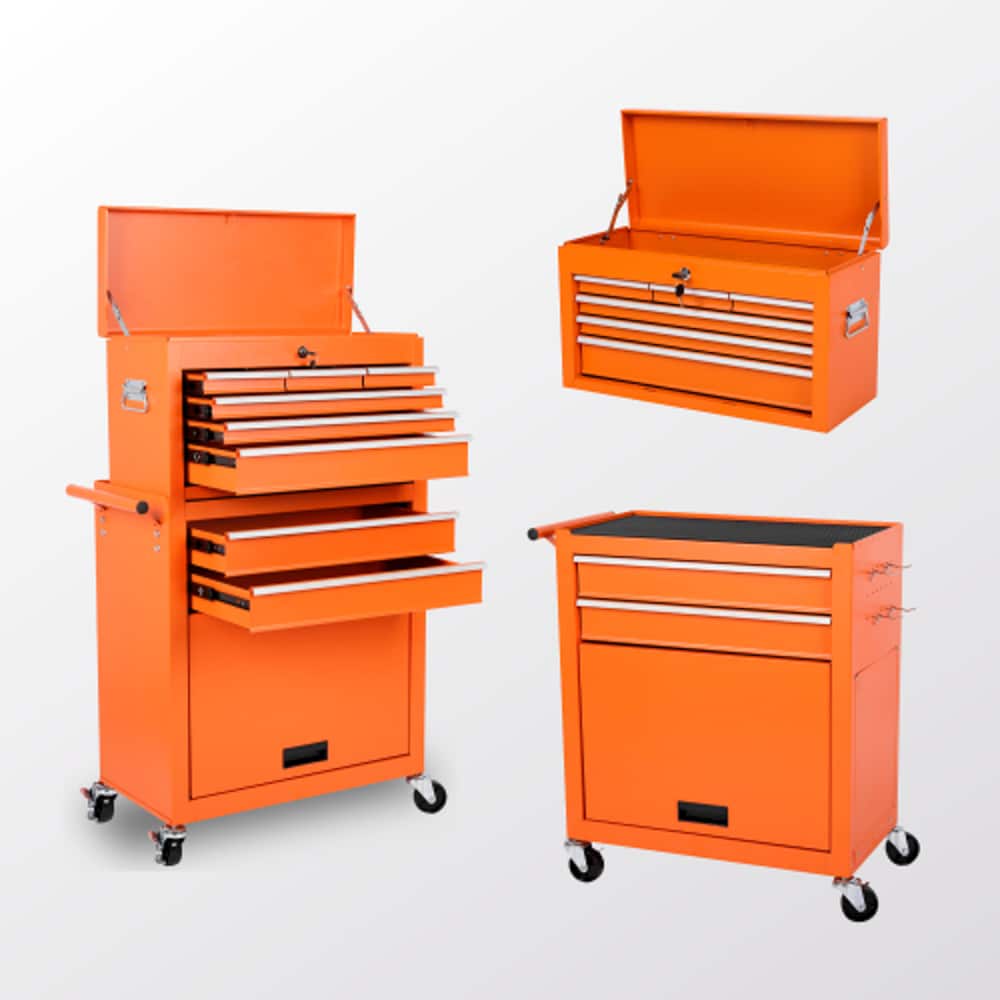 EFCUT 8 Drawer Rolling Tool Chest with Detachable Tool Box Heavy Duty Tool Storage Cabinet with Wheels Lockable Design Adjustable Shelf for Garage Workshop