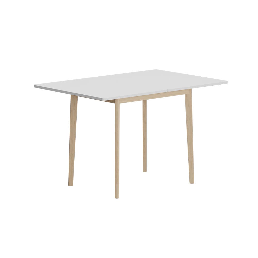 Homsee V-KF210326-01 White Foldable Rectangle Dining Table for 2 to 4 Seats Adjustable MDF Top with Solid Wood Legs