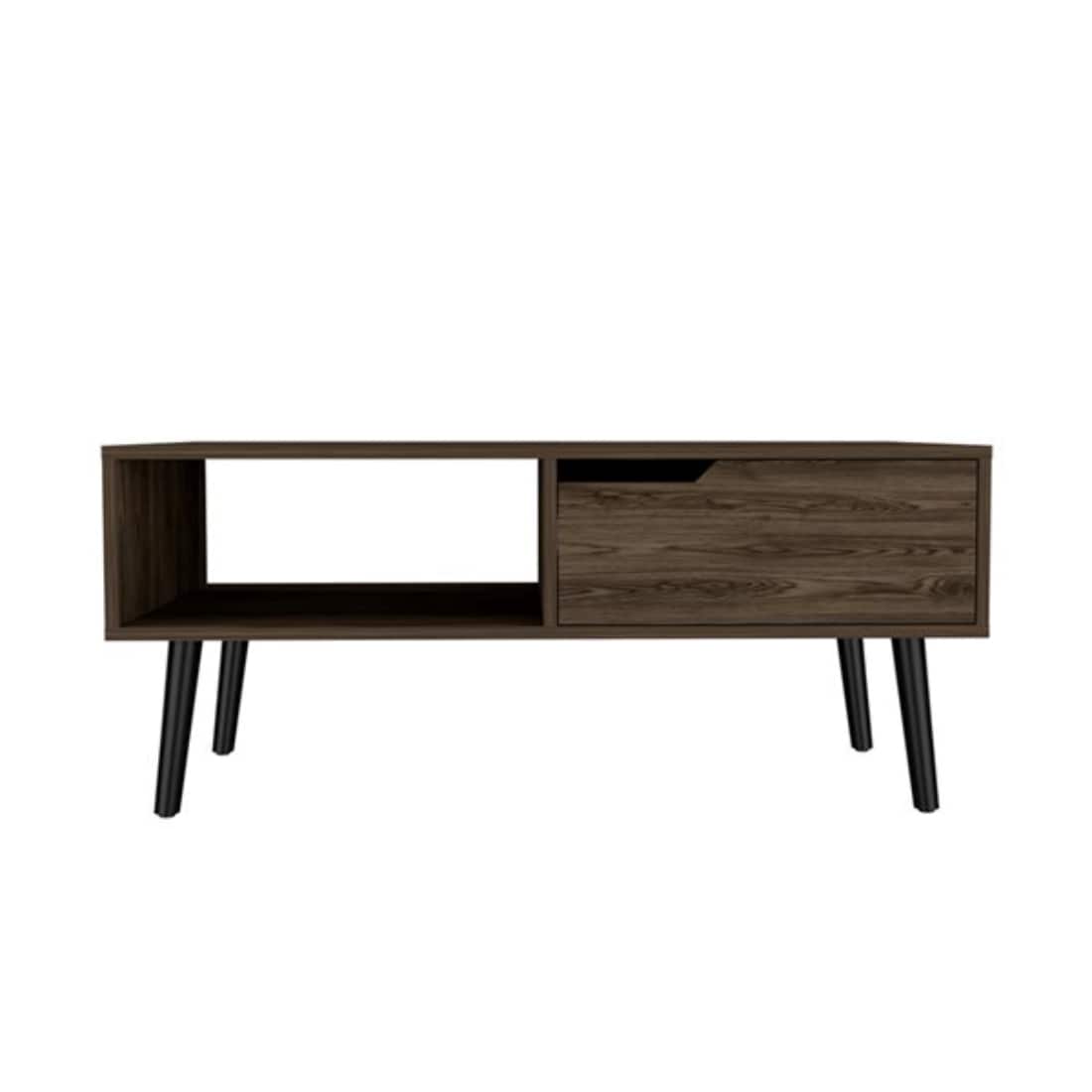 HomeRoots 4000479999 Dark Walnut Wood veneer Modern Coffee Table with Storage