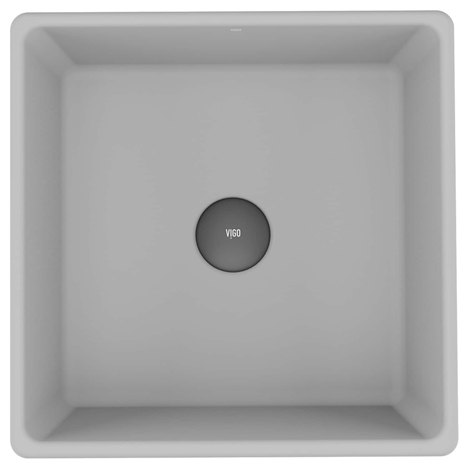 Aster 15" Ash Gray Concrete Square Vessel Bathroom Sink