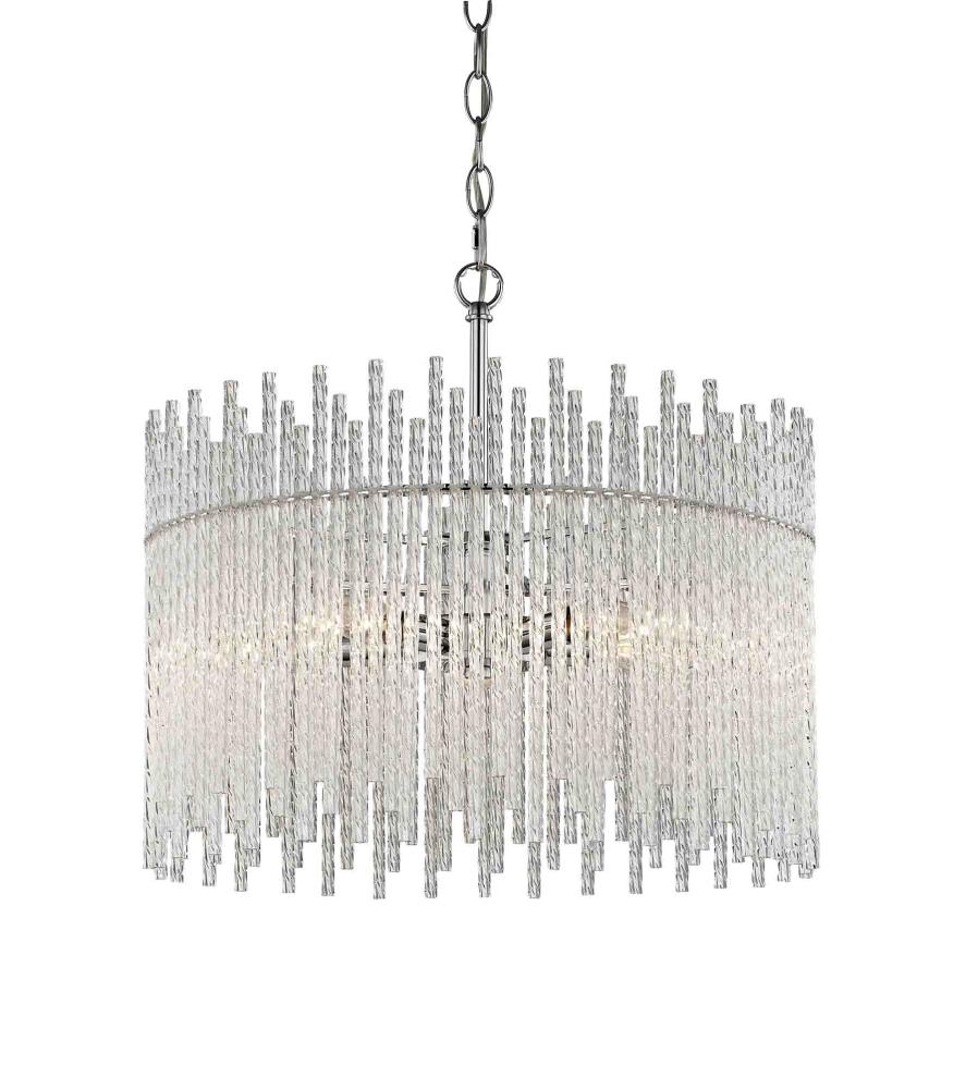 allen + roth WL-2179 Swizzle 5-Light Polished Chrome Transitional Drum Hanging Pendant Light