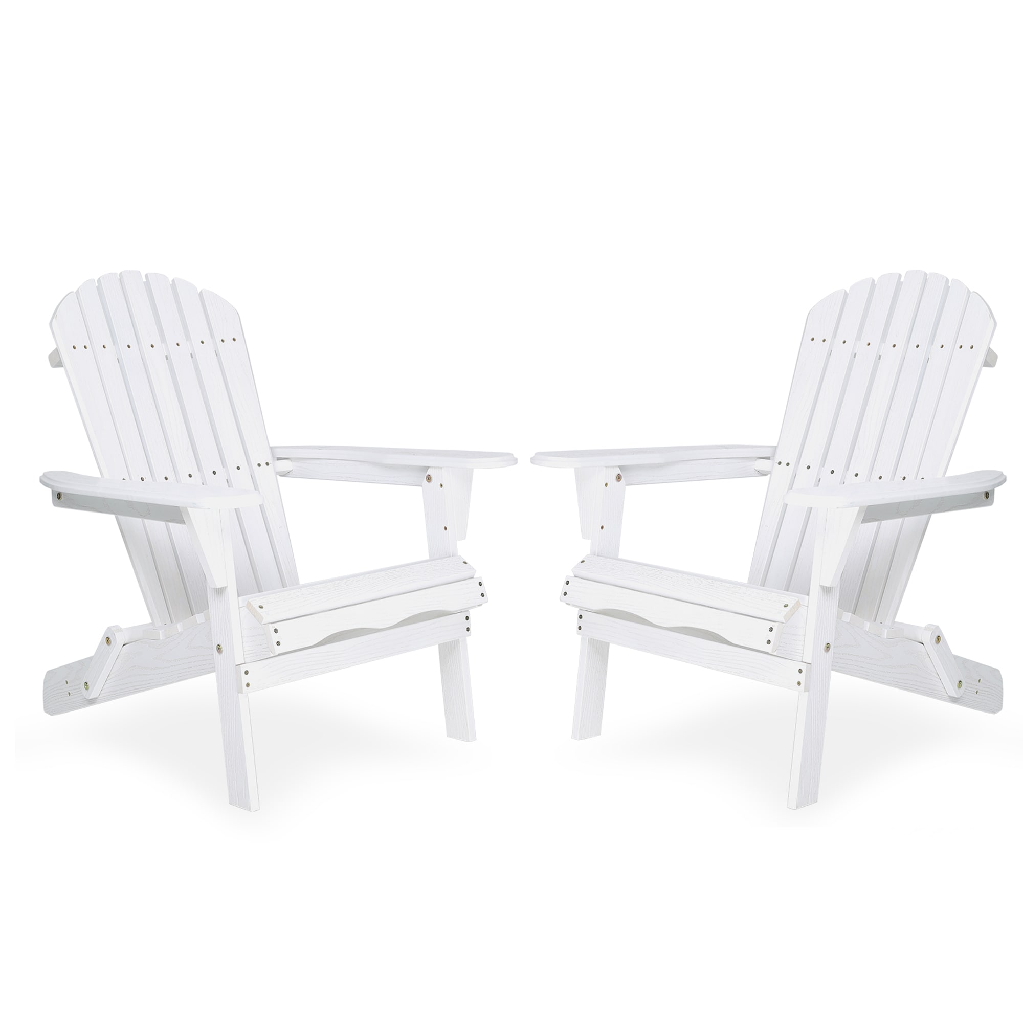 Mondawe JO-ML1872 Adirondack Chair Set of 2 White Wood Frame Stationary Adirondack Chair with Slat Seat