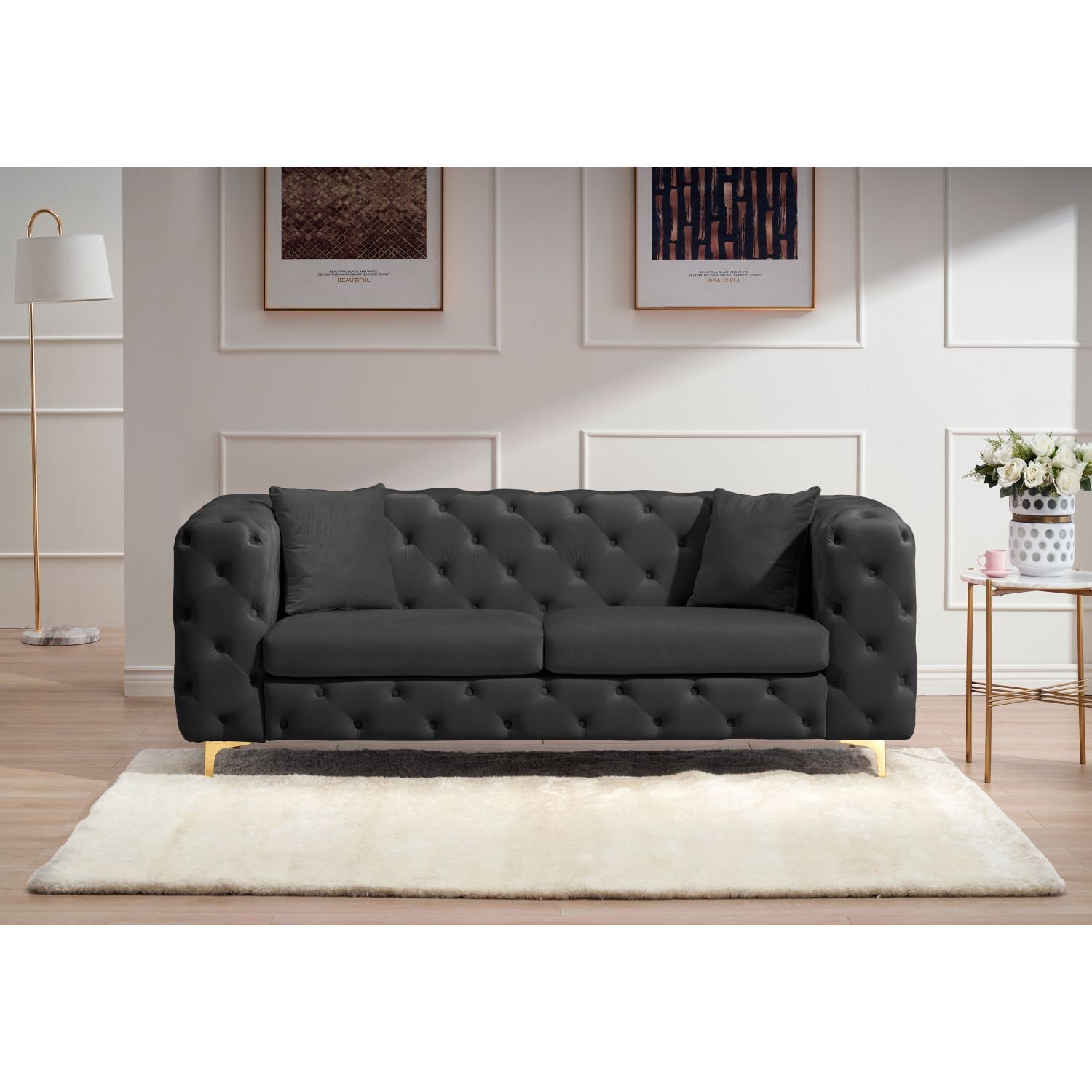 JASMODER W1302S00049 31.50-in Modern Black Sofa