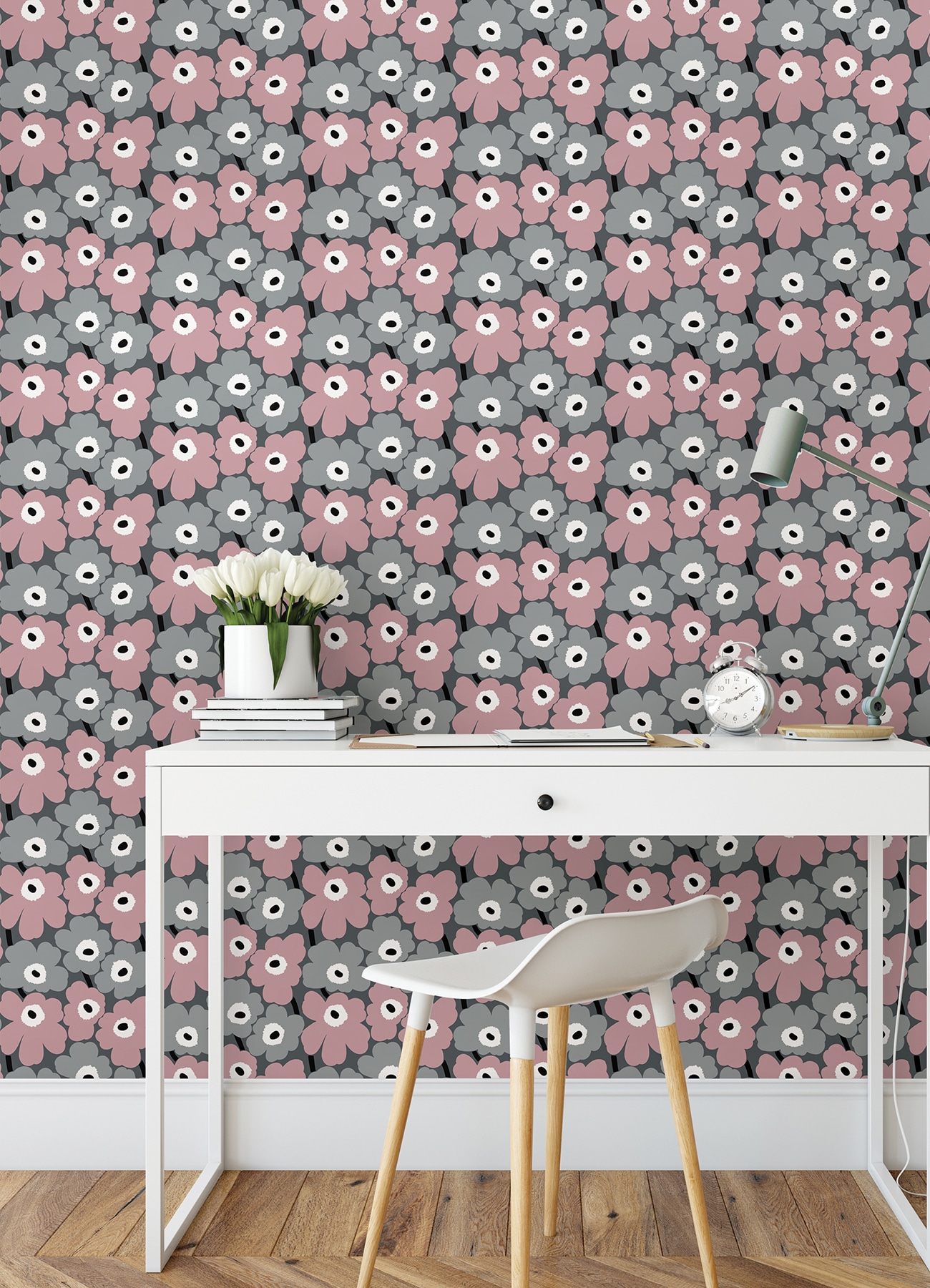 12) Pinterest  Floral wallpaper, Pink and grey wallpaper, Grey