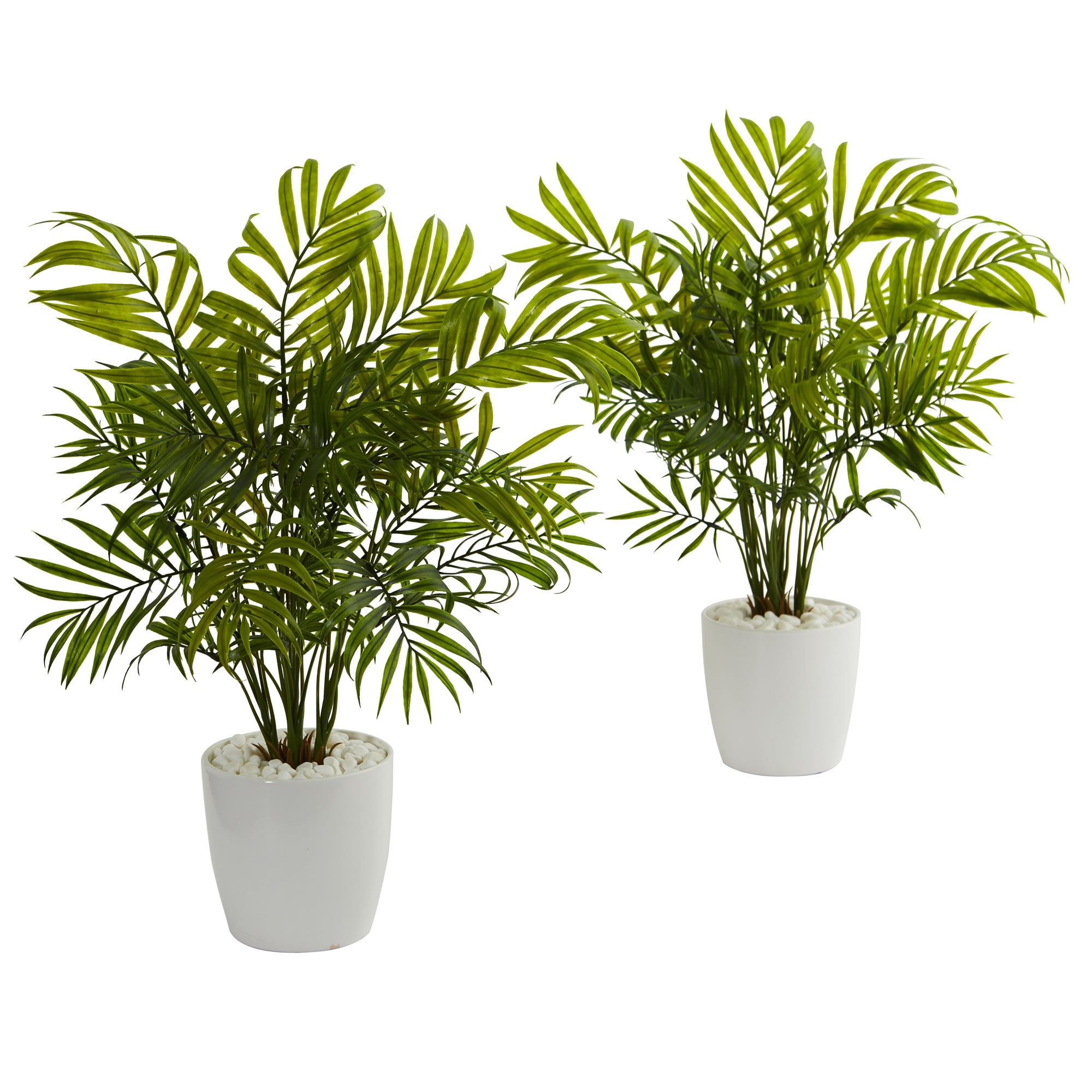 Nearly Natural 6377-S2 19.5-in Green Indoor Desktop Palm Artificial plant