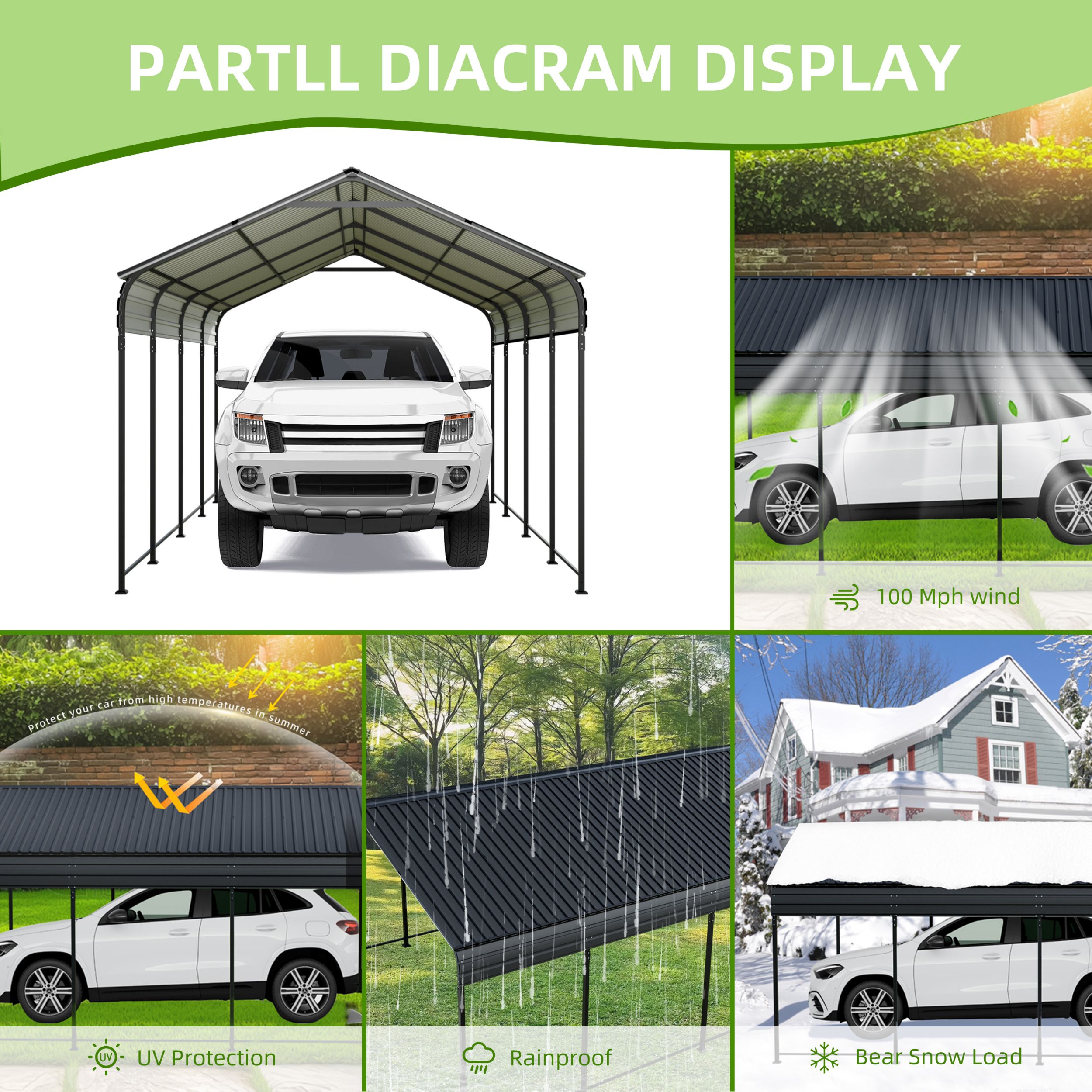 Poinic QURCP-0014S88 Carport-Covers - View #4