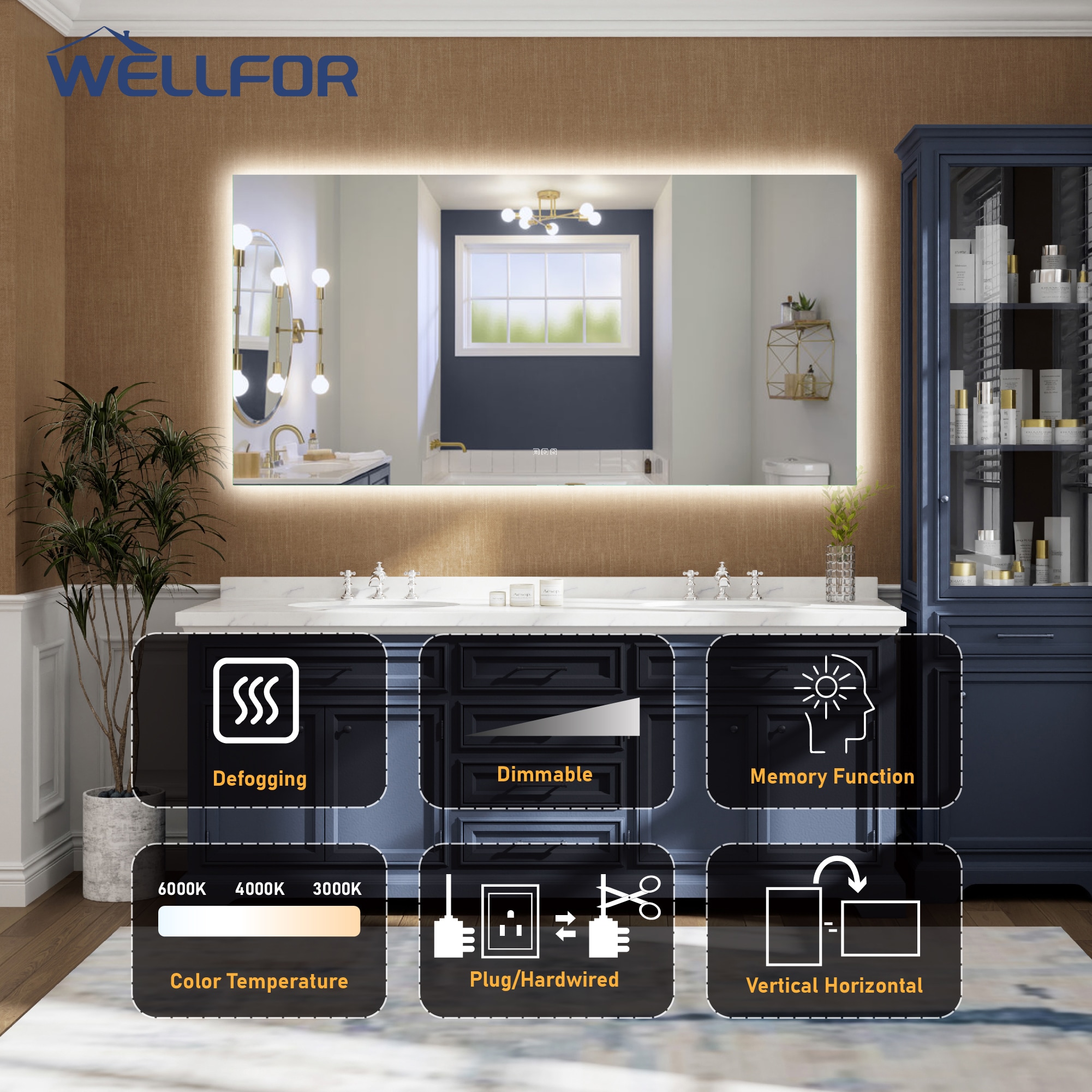 WELLFOR W15MRL7236 Framed-Bath-Mirrors - View #5
