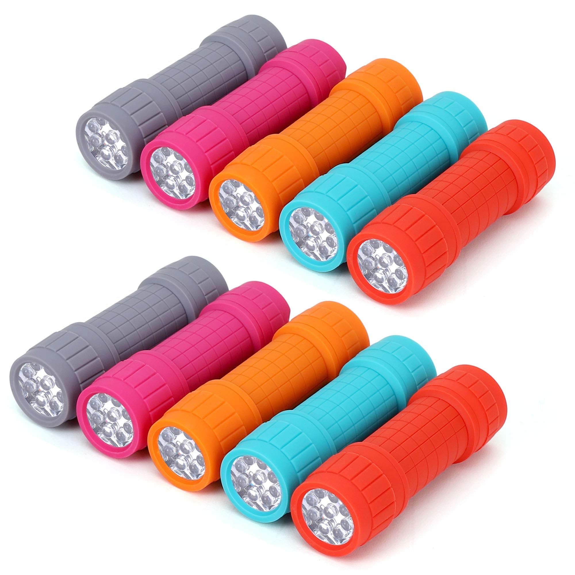  10 Pack 9 LED Mini Flashlight Set Compact ABS Assorted Colors for Everyday Use Class Teaching Camping Wedding Favor 30 Lumens