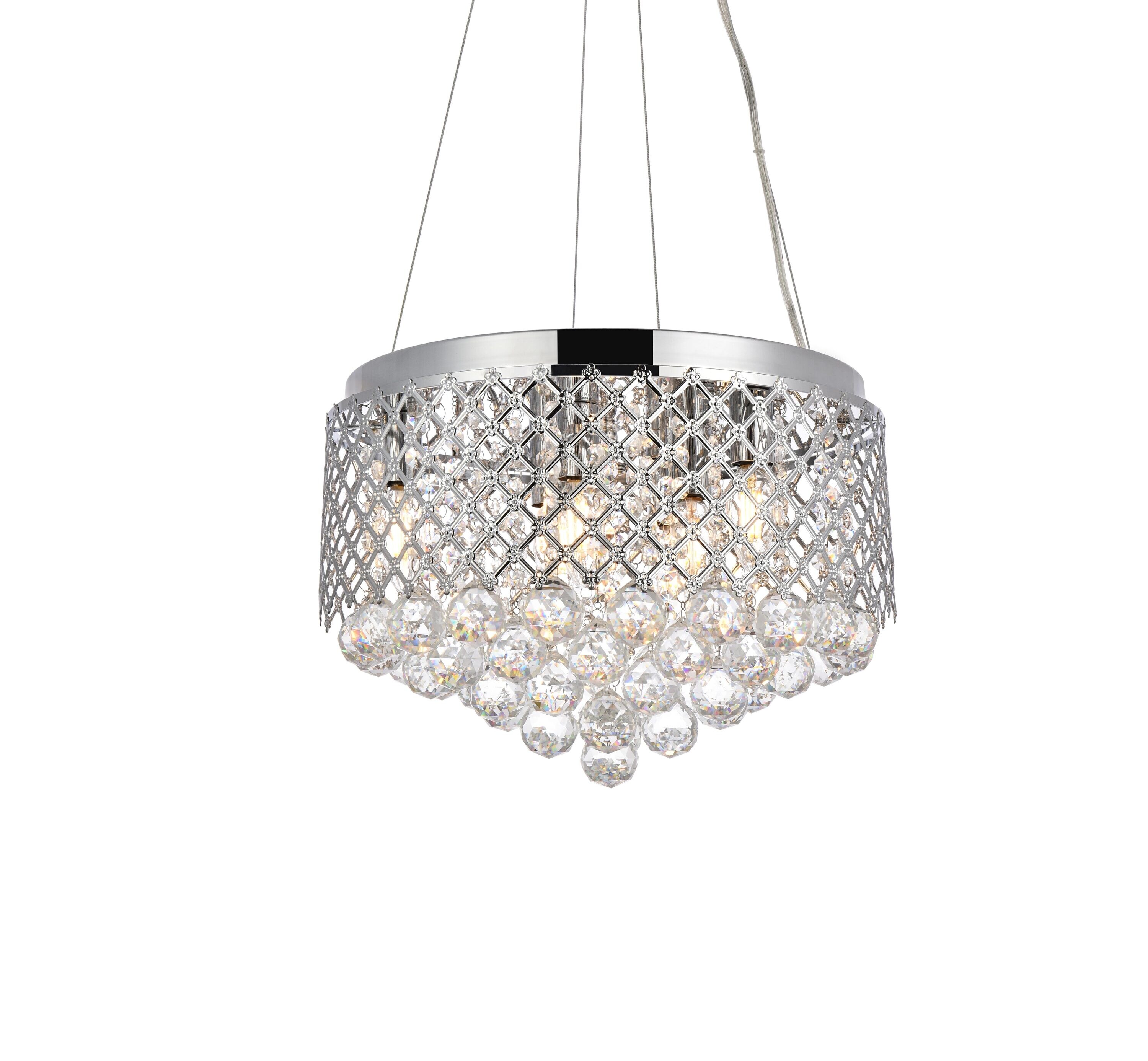 Elegant Chrome and Crystal Round Pendant Light