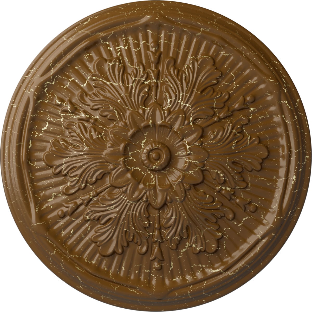 Ekena Millwork CM21LUSTC Luton 21-in W x 21-in L Painted Smokey Topaz Crackle Polyurethane Whole Ceiling Medallion