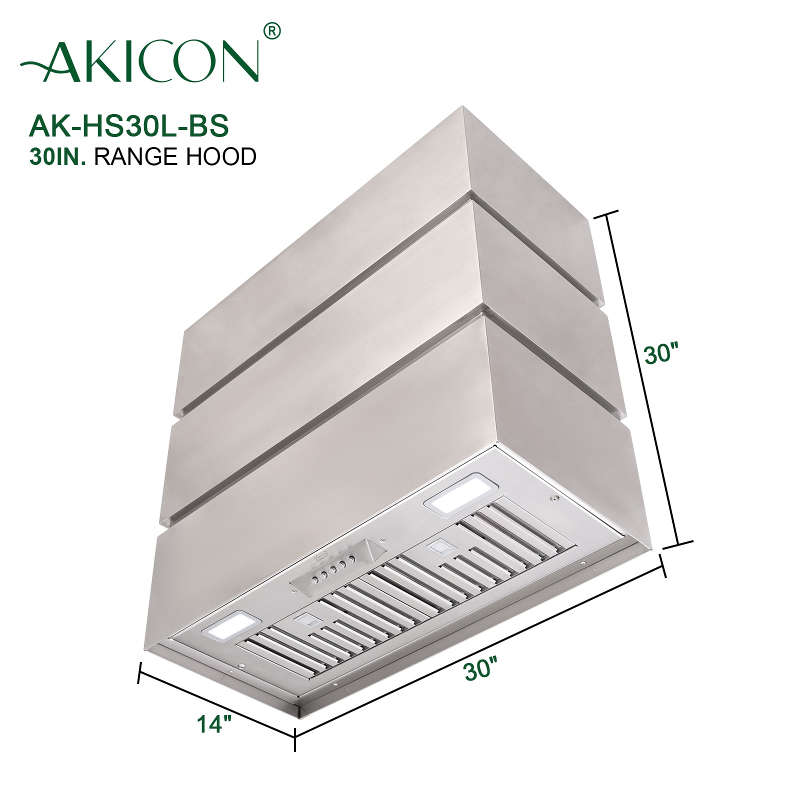 30-Inch Stainless Steel Wall Mounted Range Hood with Charcoal Filter