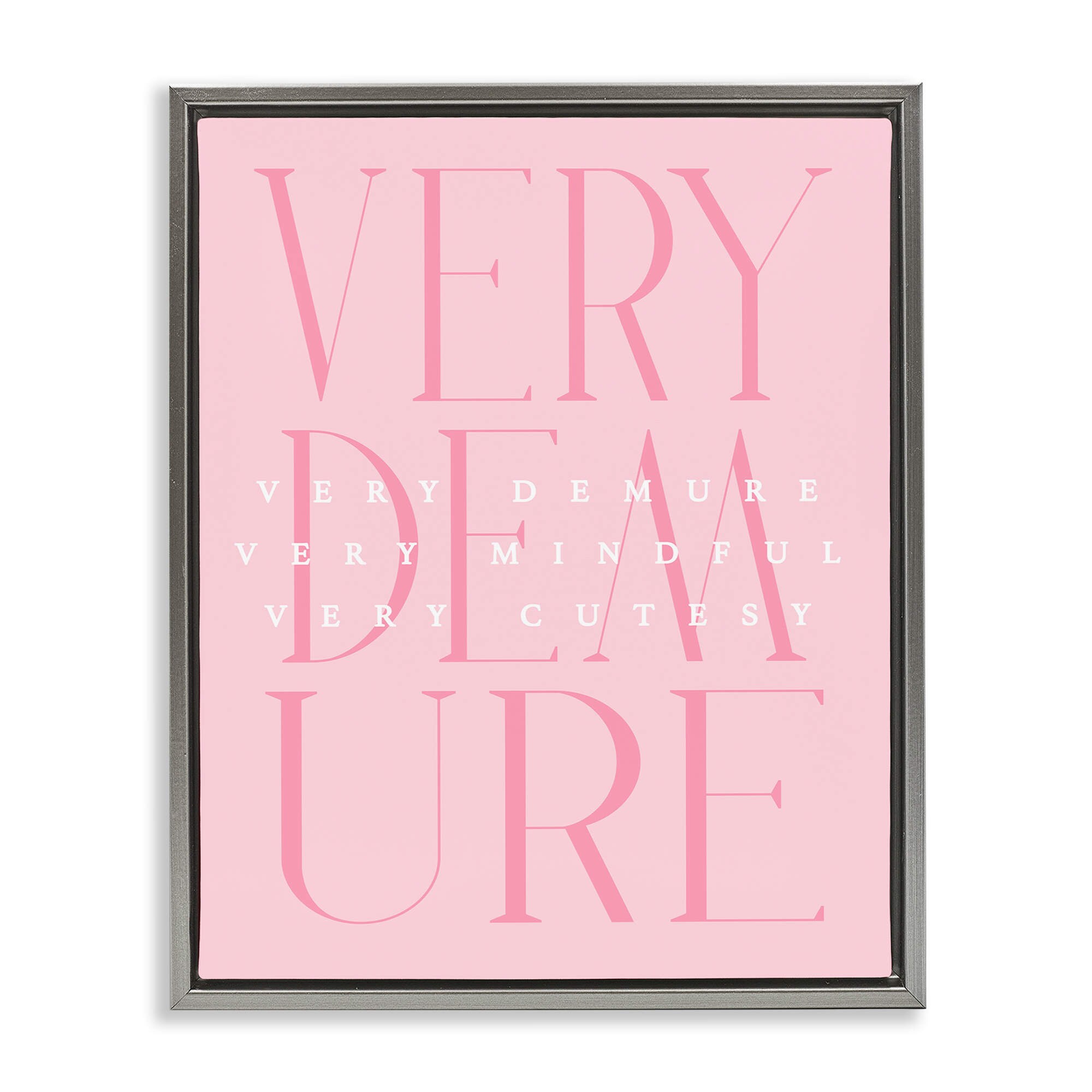 Stupell Industries BT-094-FFL-24X30 Elegant Pastel Very Demure Gray Framed Floater Canvas Wall Art By Lil Rue 25 x 31