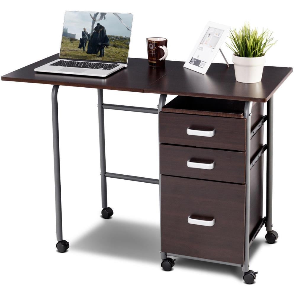 Costway Costway 41.5-in Brown Modern/Contemporary Computer Desk In The ...