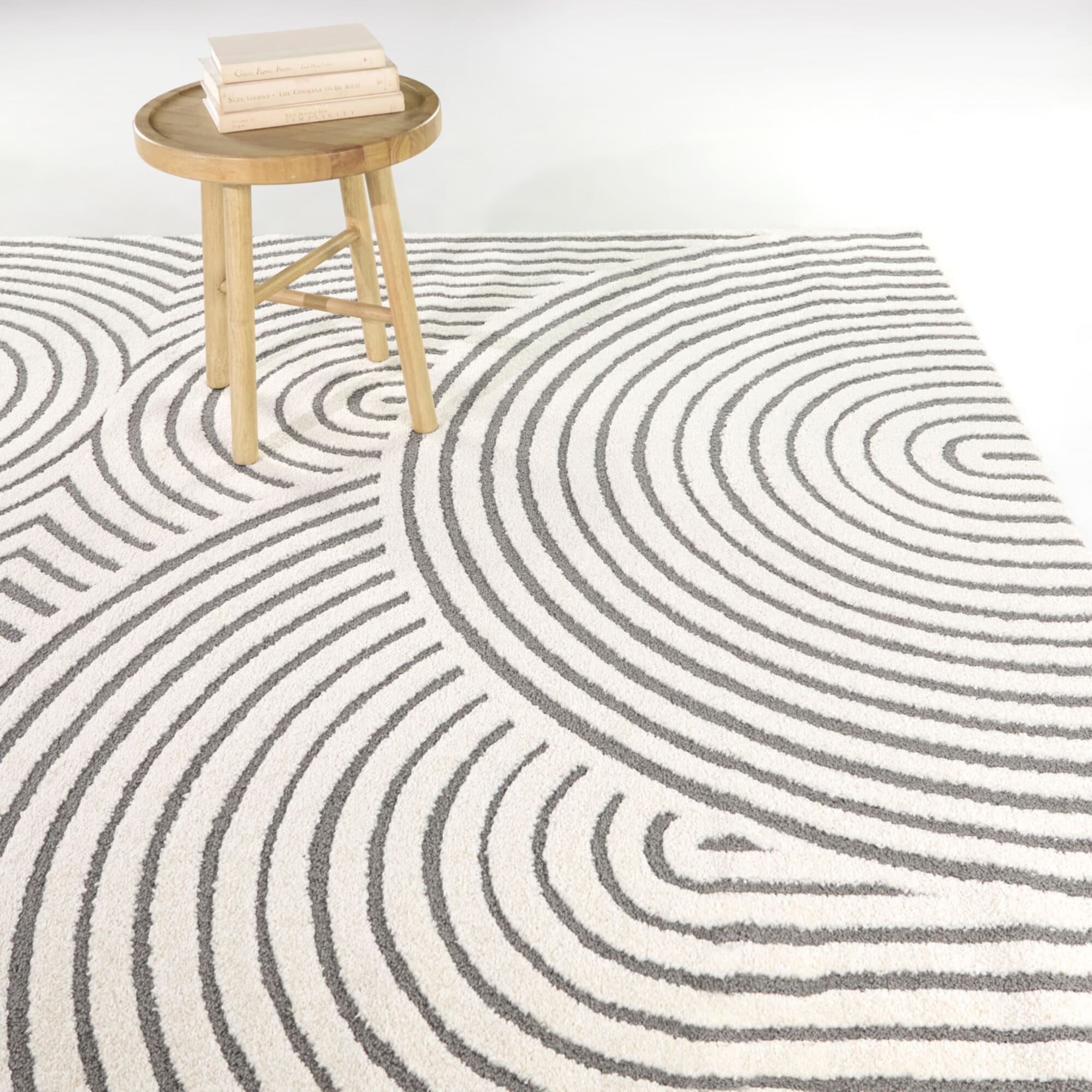 Balta 3122072 5 x 5 (ft) Polyester/Polypropylene Cream/Grey Square Indoor Abstract Mid-Century Modern Area rug