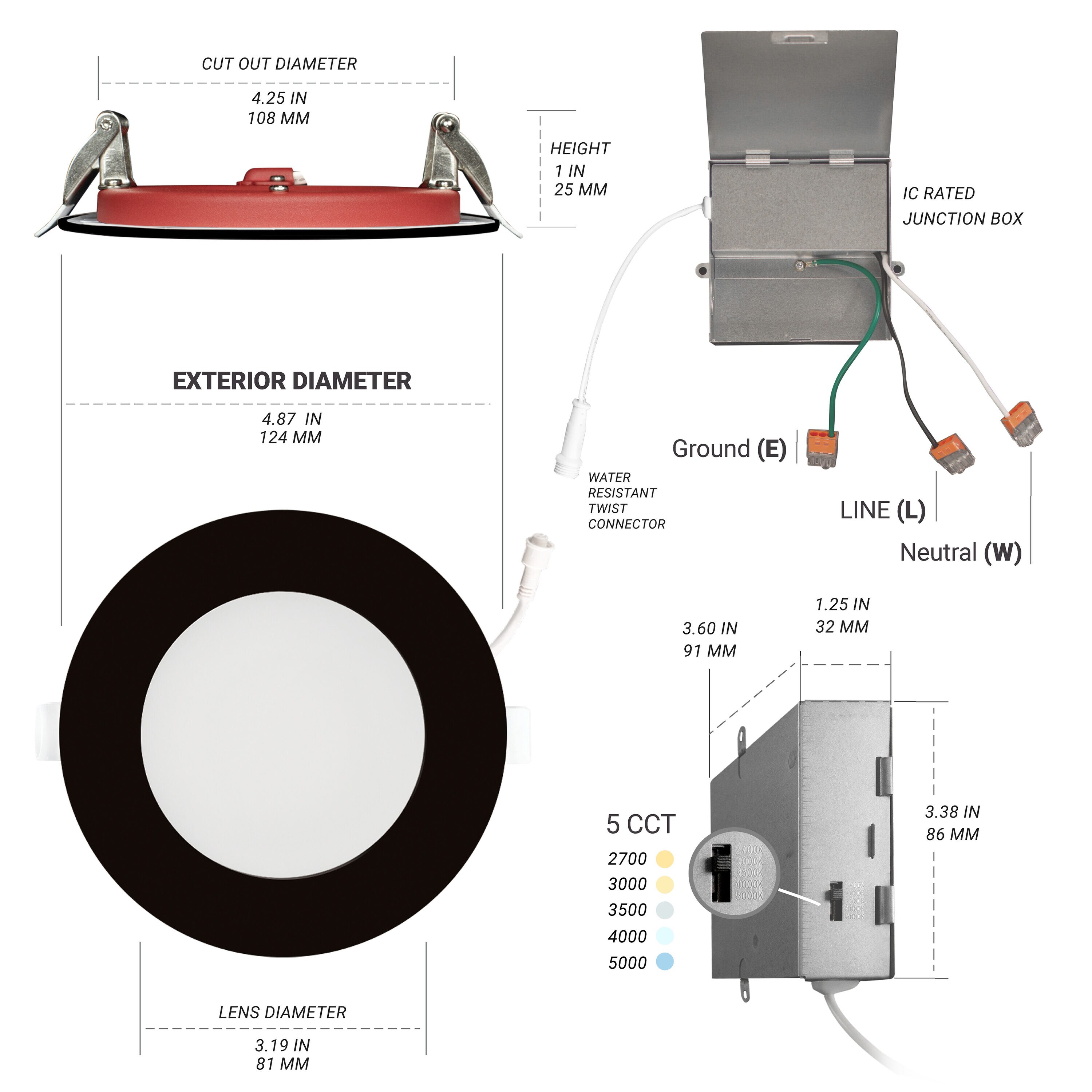 NUWATT NWPDL412W5CTFRBLK6P Led-Retrofit-Downlight - View #5