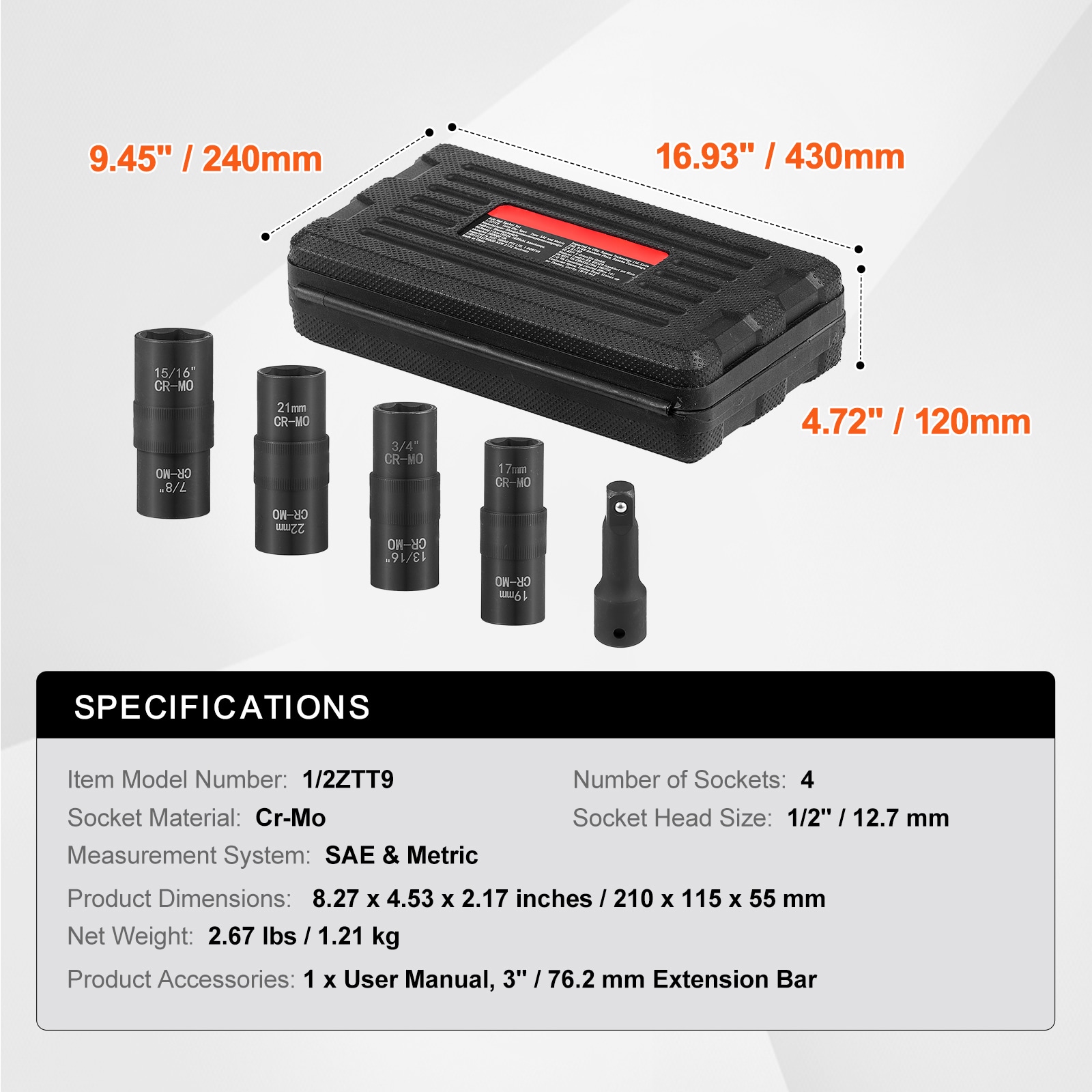 VEVOR SCZLMTTTELM106223V0 Impact-Socket-Sets - View #7