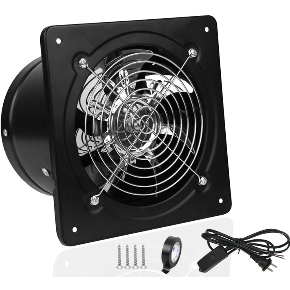 Phyfalip  4 inch metal exhaust fan with check valve for window or wall mount ventilation quiet operation for kitchen bathroom garage attic