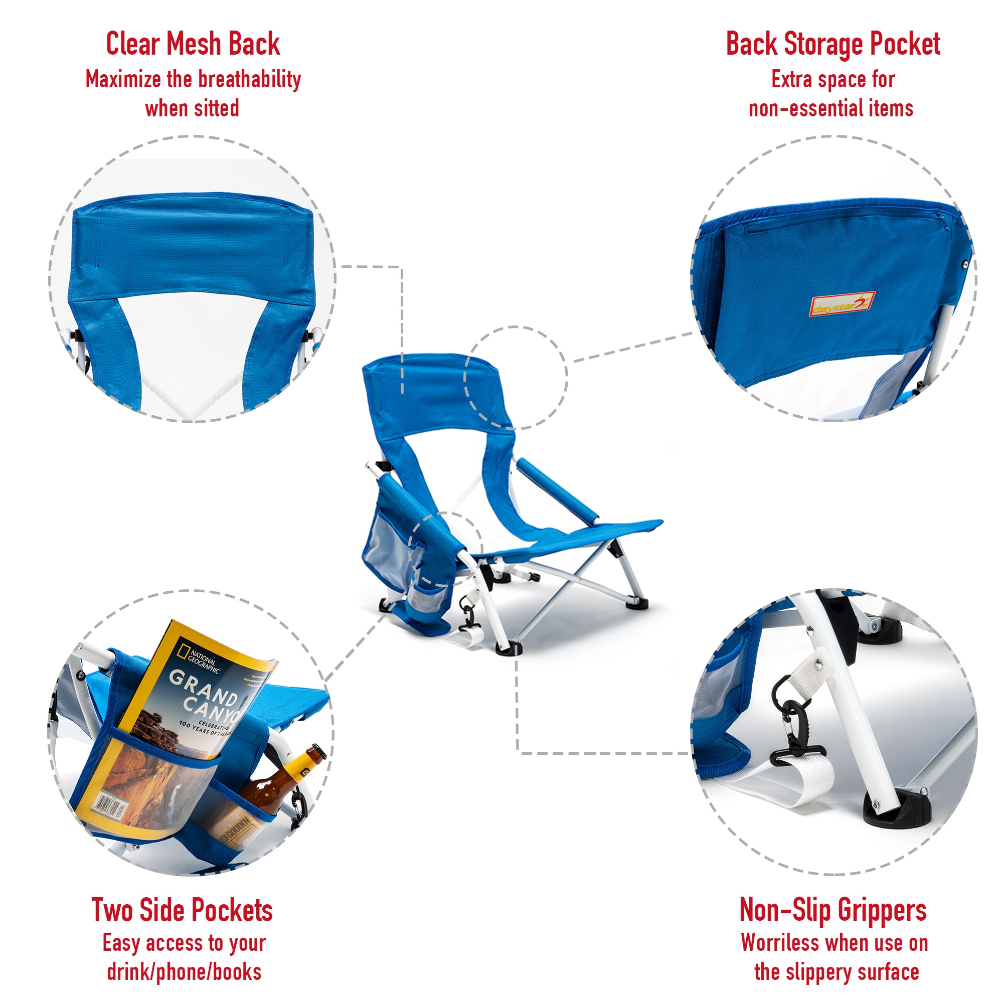 Clihome CL-CCAC2417GBU2 Beach-Camping-Chairs - View #5