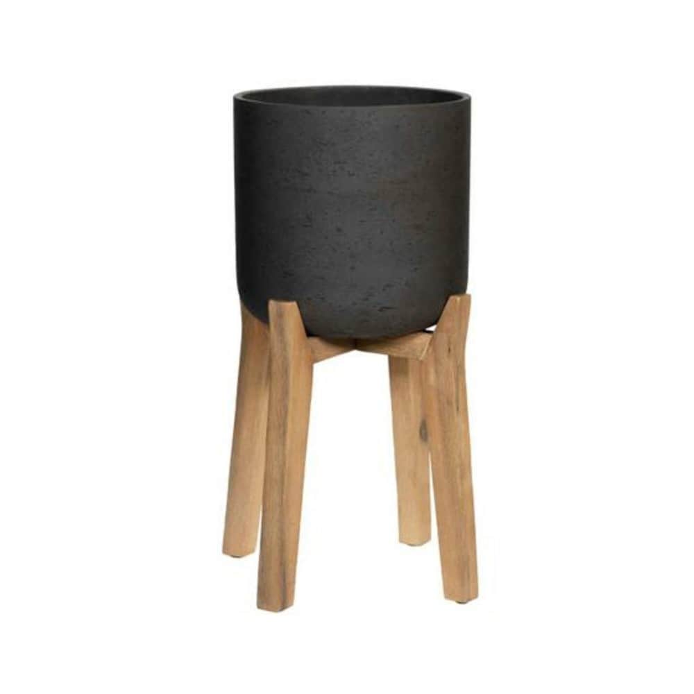 Pottery Pots PFH3024-31-33 Round 15.75-in W Extra Large Black Clay Indoor/Outdoor Planter with Drainage Holes