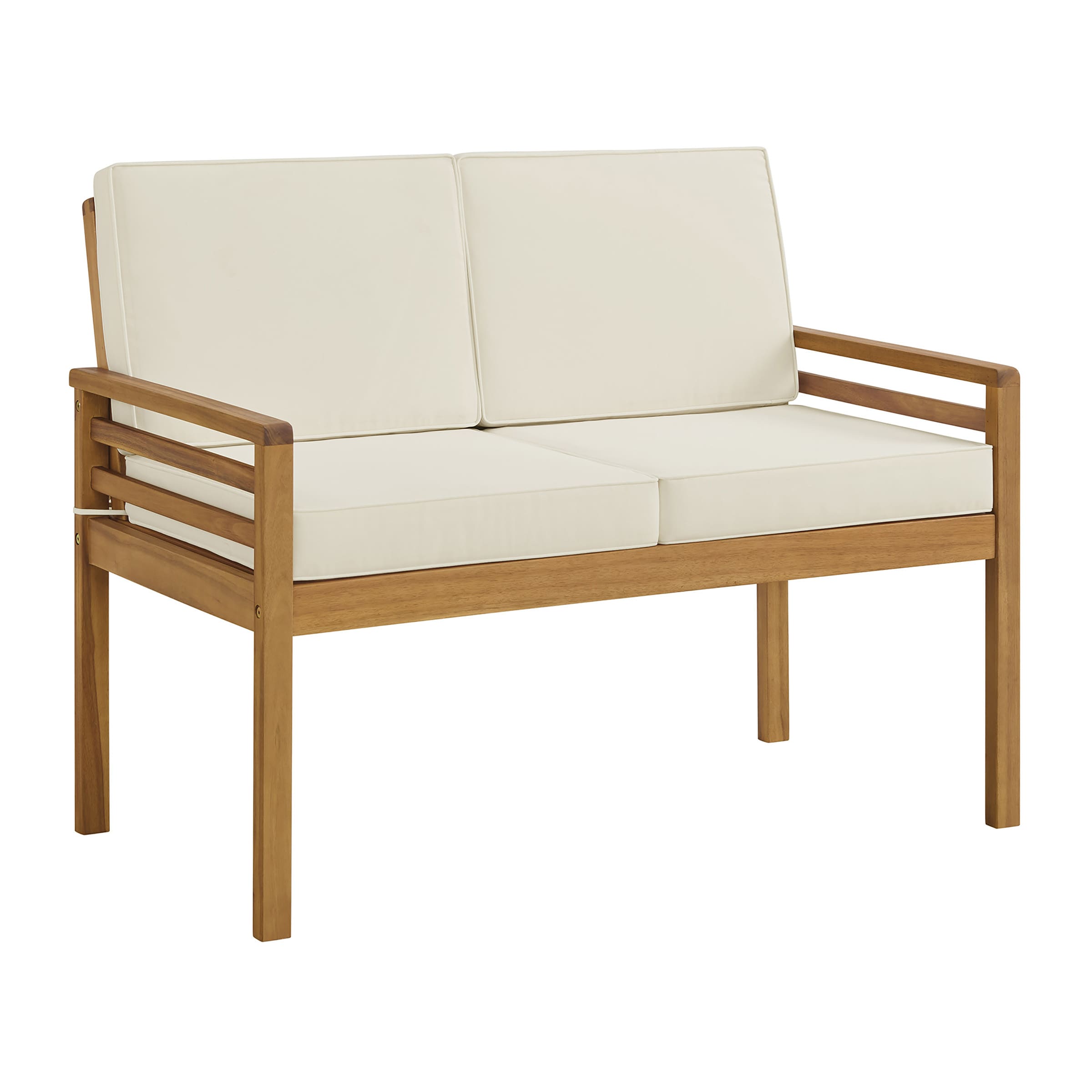 Alaterre Furniture Cream Wood Frame Stationary Conversation Chair with Off-white Cushioned Seat #ANOK03ANO