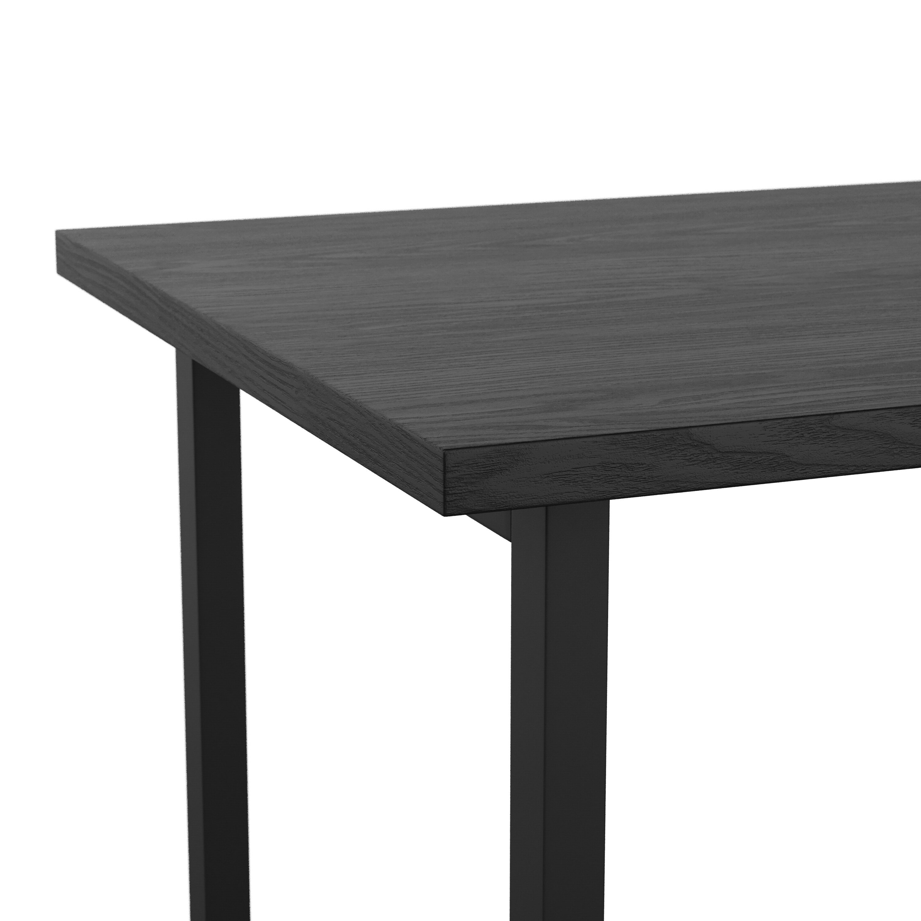 Black Wood Grain Trestle Desk with Open Shelving